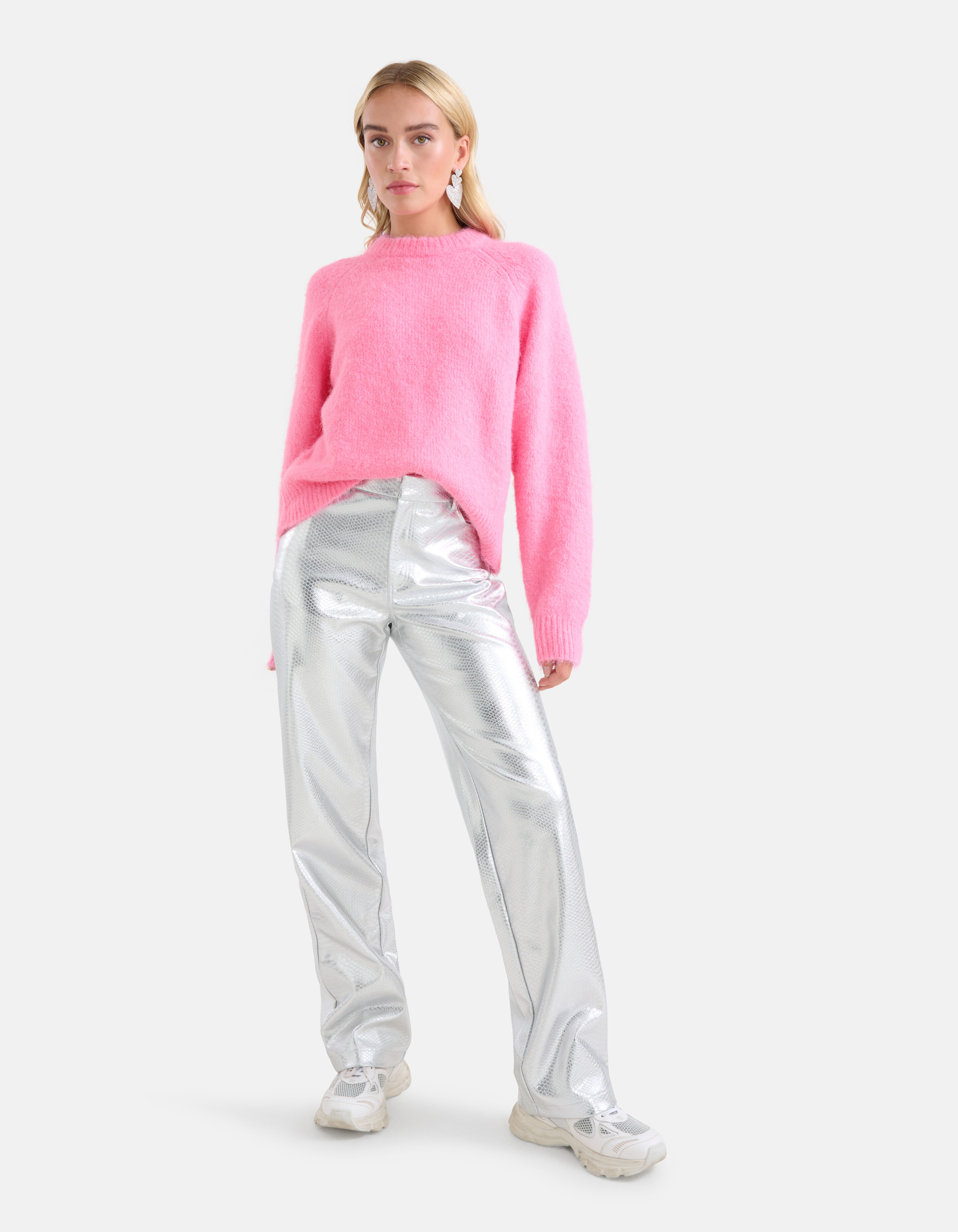 Slangenprint Broek Zilver By Monica SHOEBY WOMEN