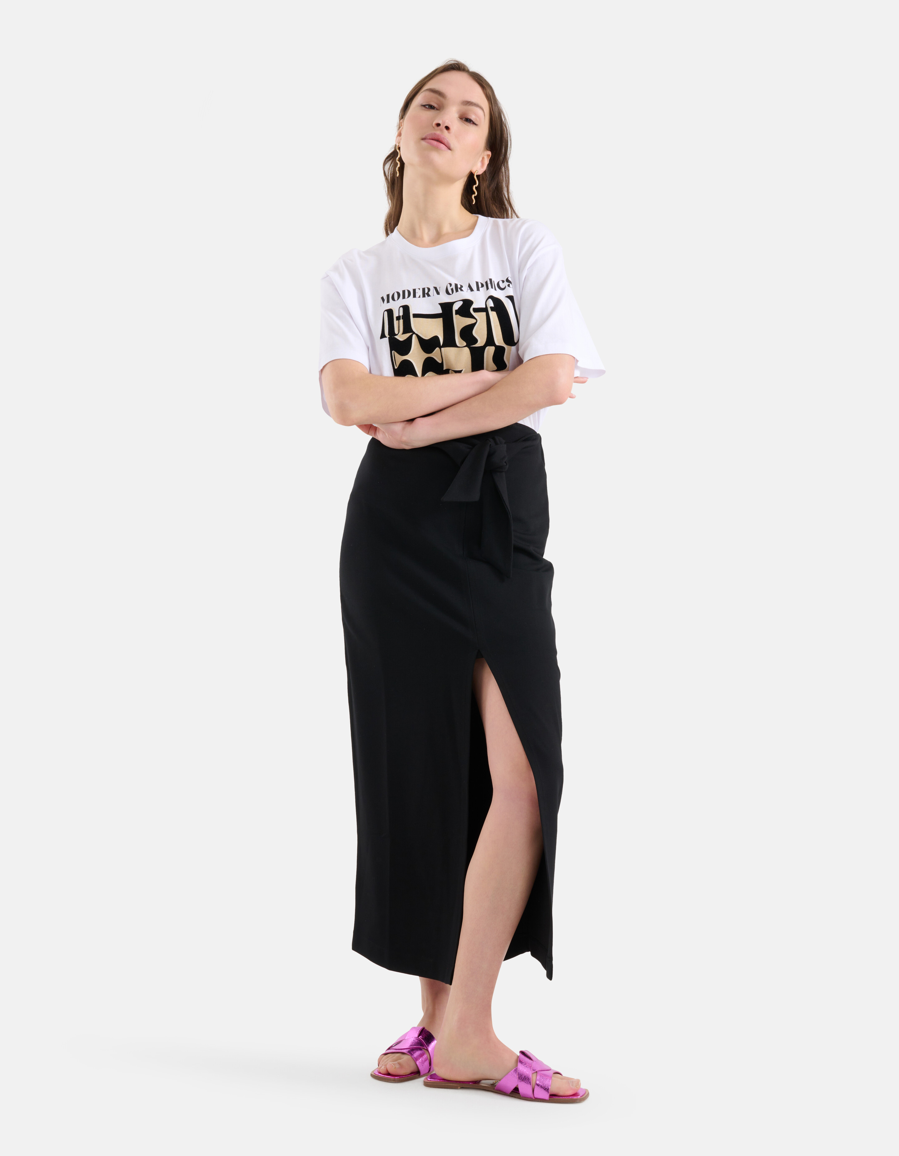 Knot Maxi Rok Zwart SHOEBY WOMEN