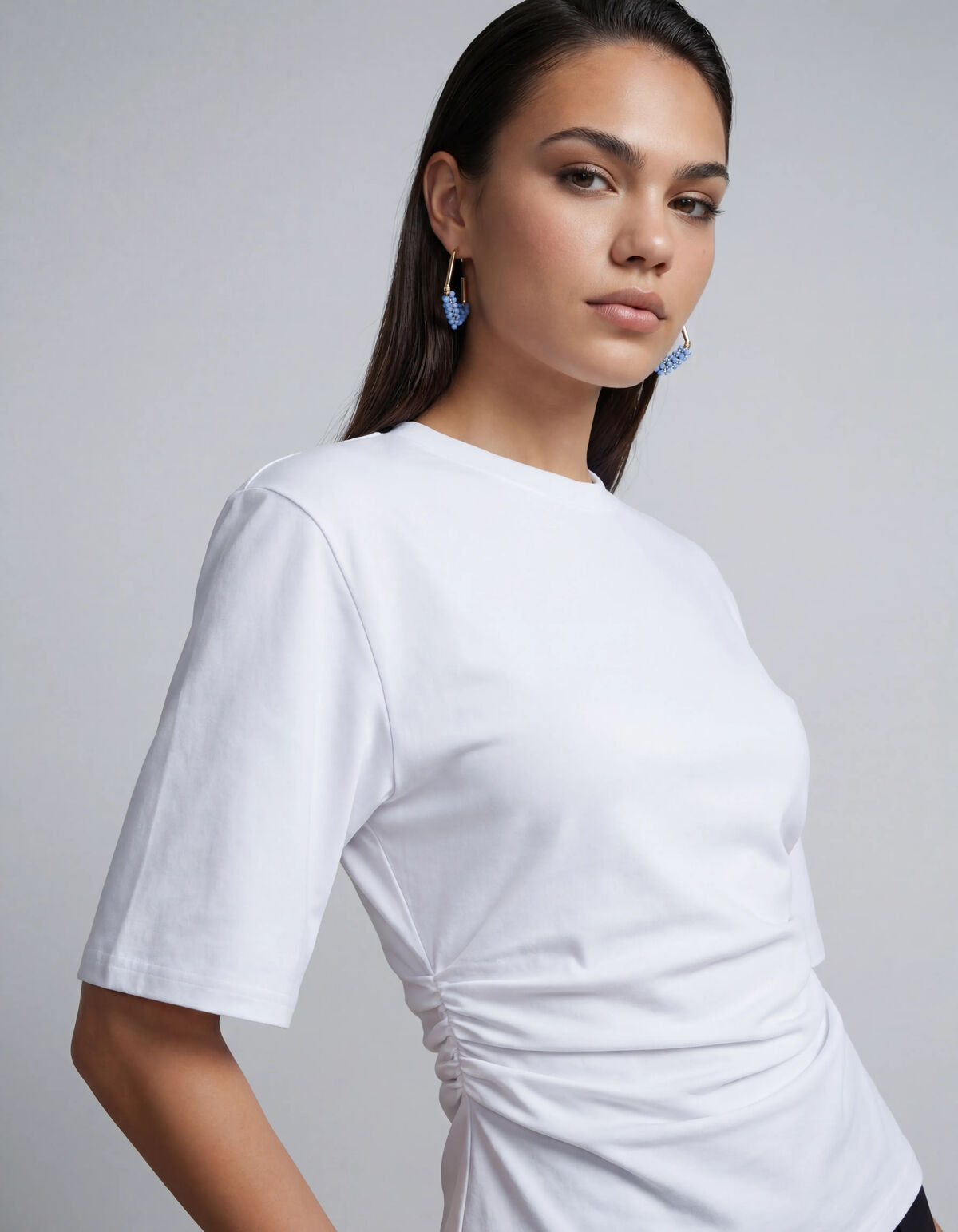 Beaded Hoop Oorbellen Lichtblauw SHOEBY ACCESSOIRES