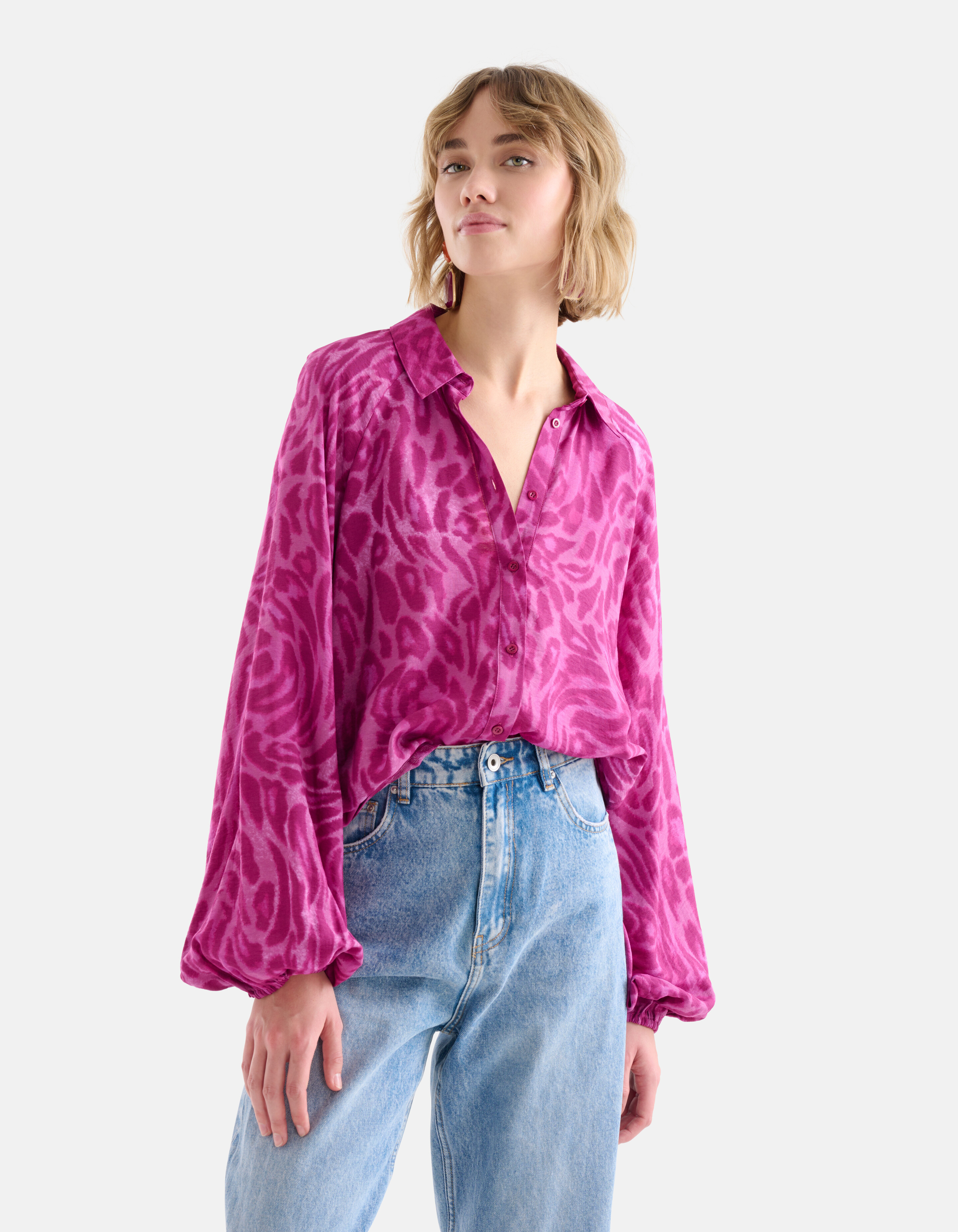 Leopard Print Blouse Roze SHOEBY WOMEN