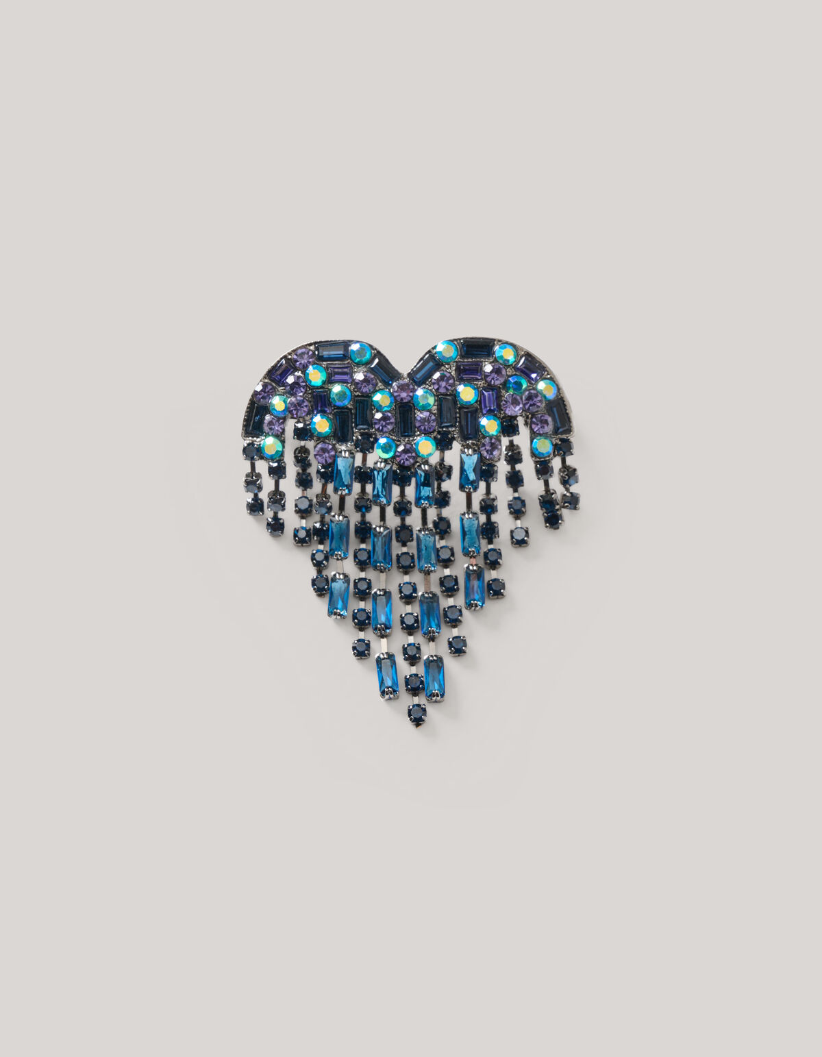 Strass Heart Broche Blauw SHOEBY ACCESSOIRES