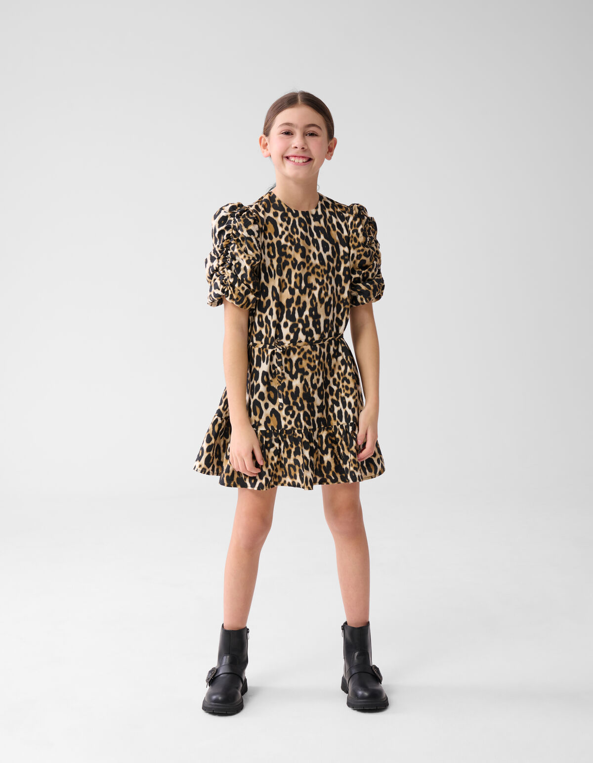 Printed Leopard Jurk Bruin SHOEBY GIRLS