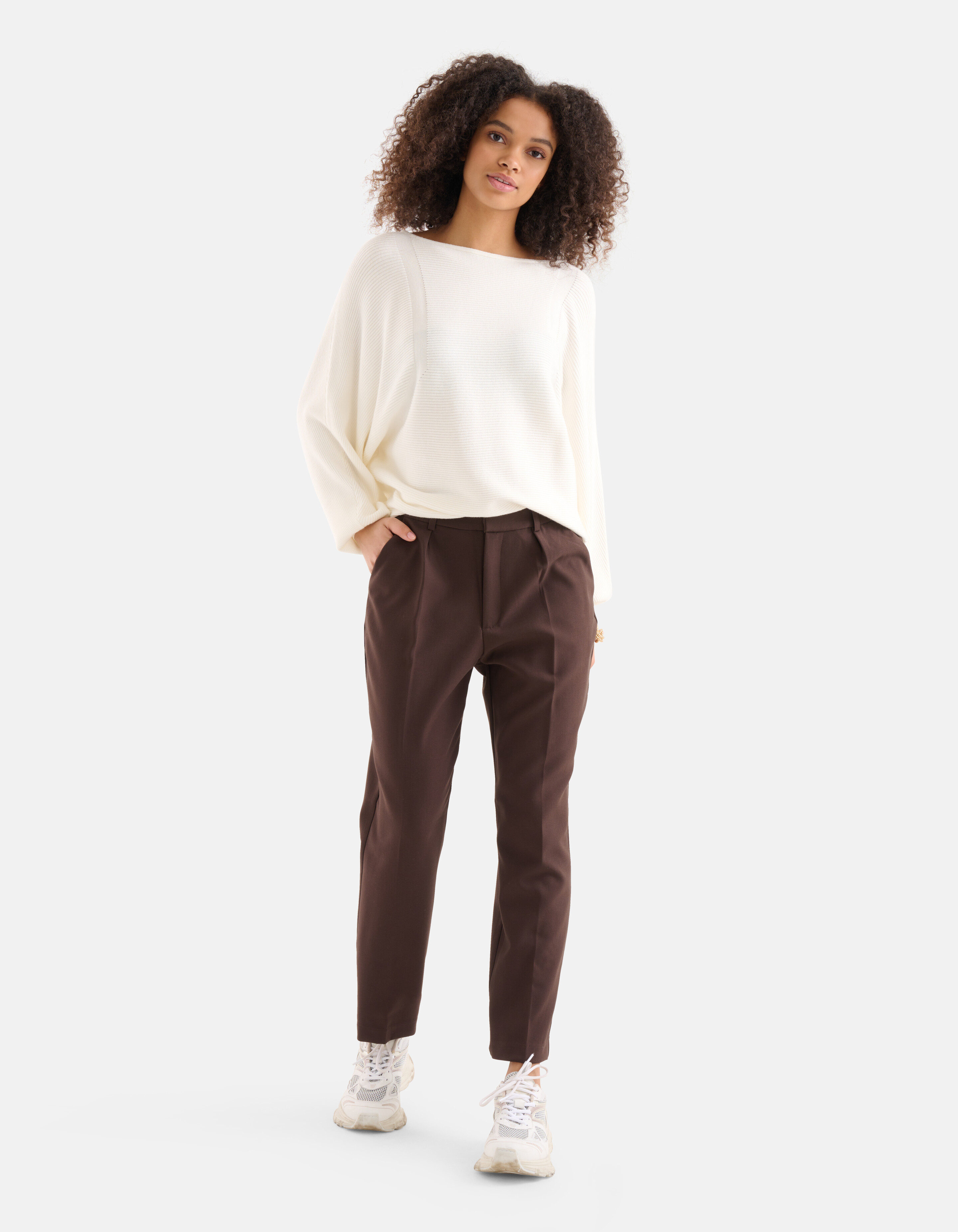 Straight Fit Pantalon Donkerbruin EKSEPT