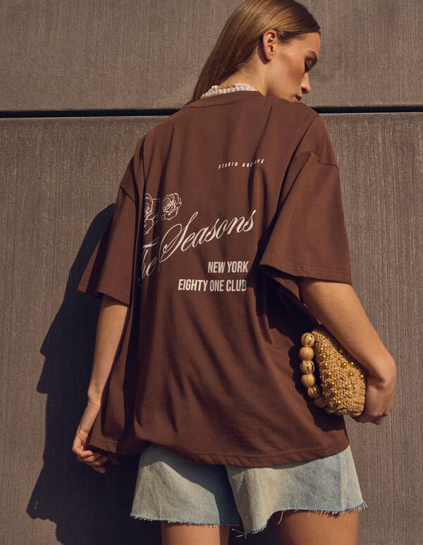 Seasons Artwork T-shirt Bruin SHOEBY WOMEN