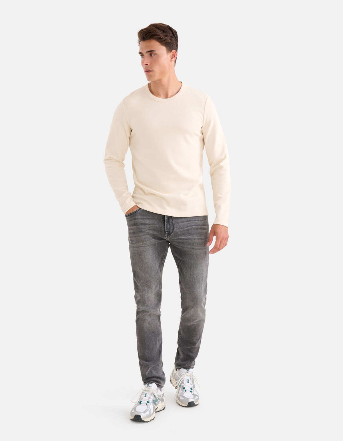 Structuur T-shirt Gebroken Wit SHOEBY MEN