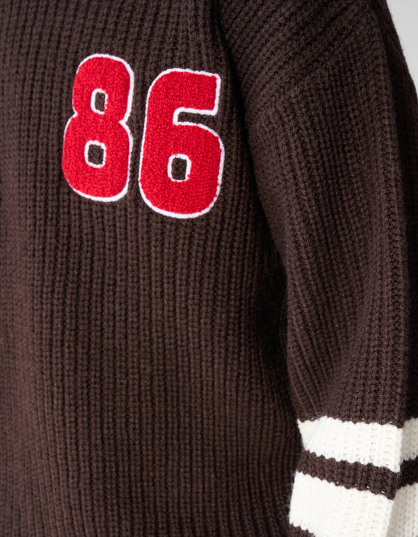 Varsity Gebreide Trui Donkerbruin SHOEBY BOYS