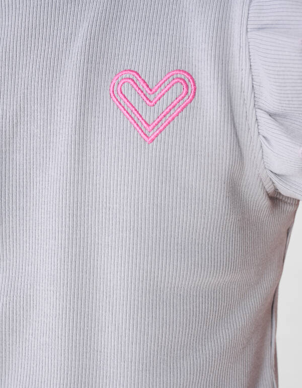 Ruffle Heart Top Lichtgrijs SHOEBY GIRLS