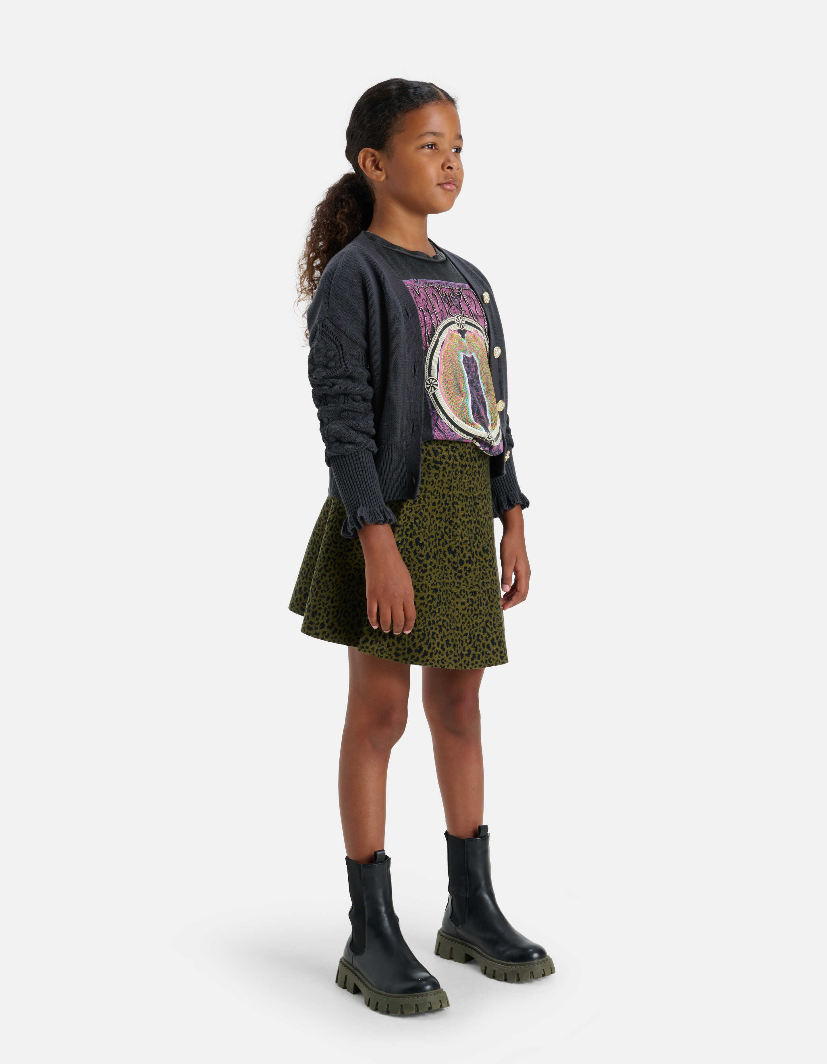 Leopard Rok Donkergroen SHOEBY GIRLS