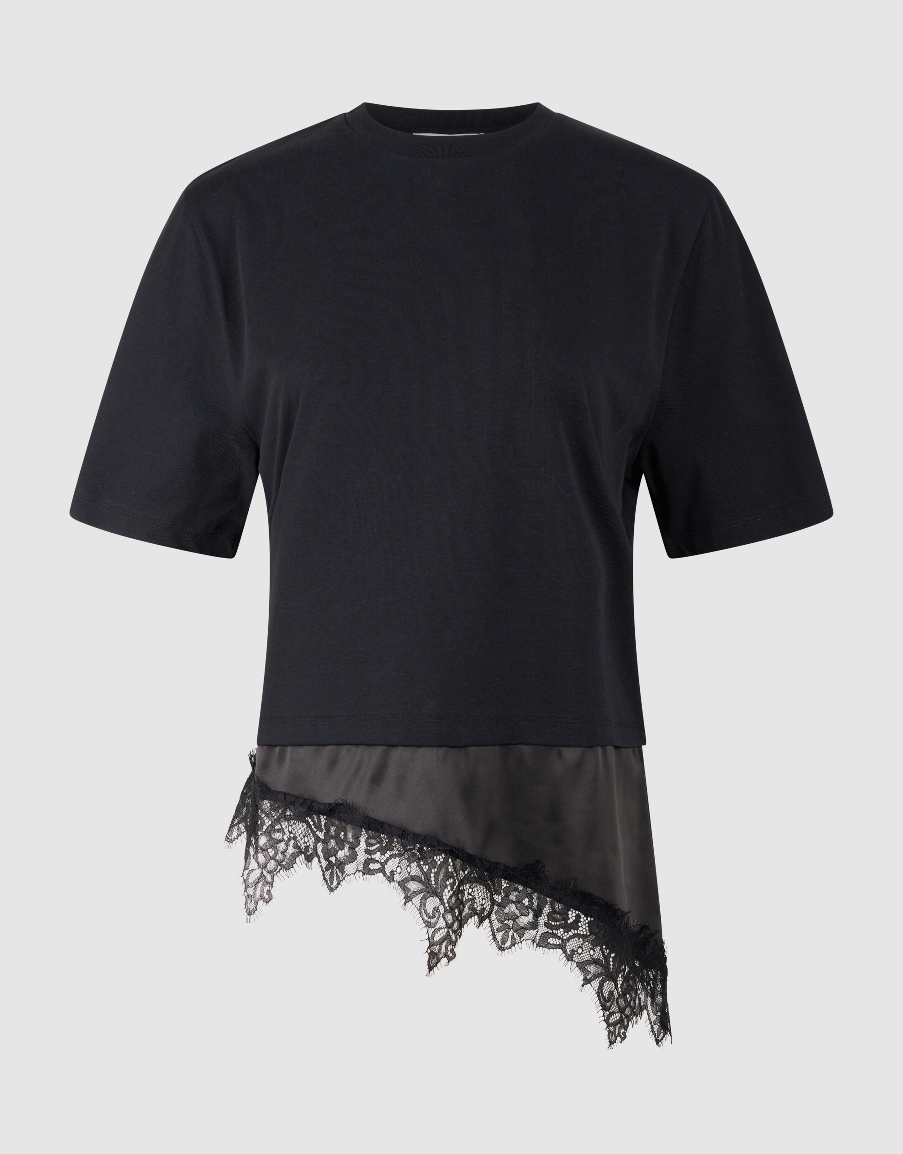 Kanten Satijnen T-shirt Zwart SHOEBY WOMEN