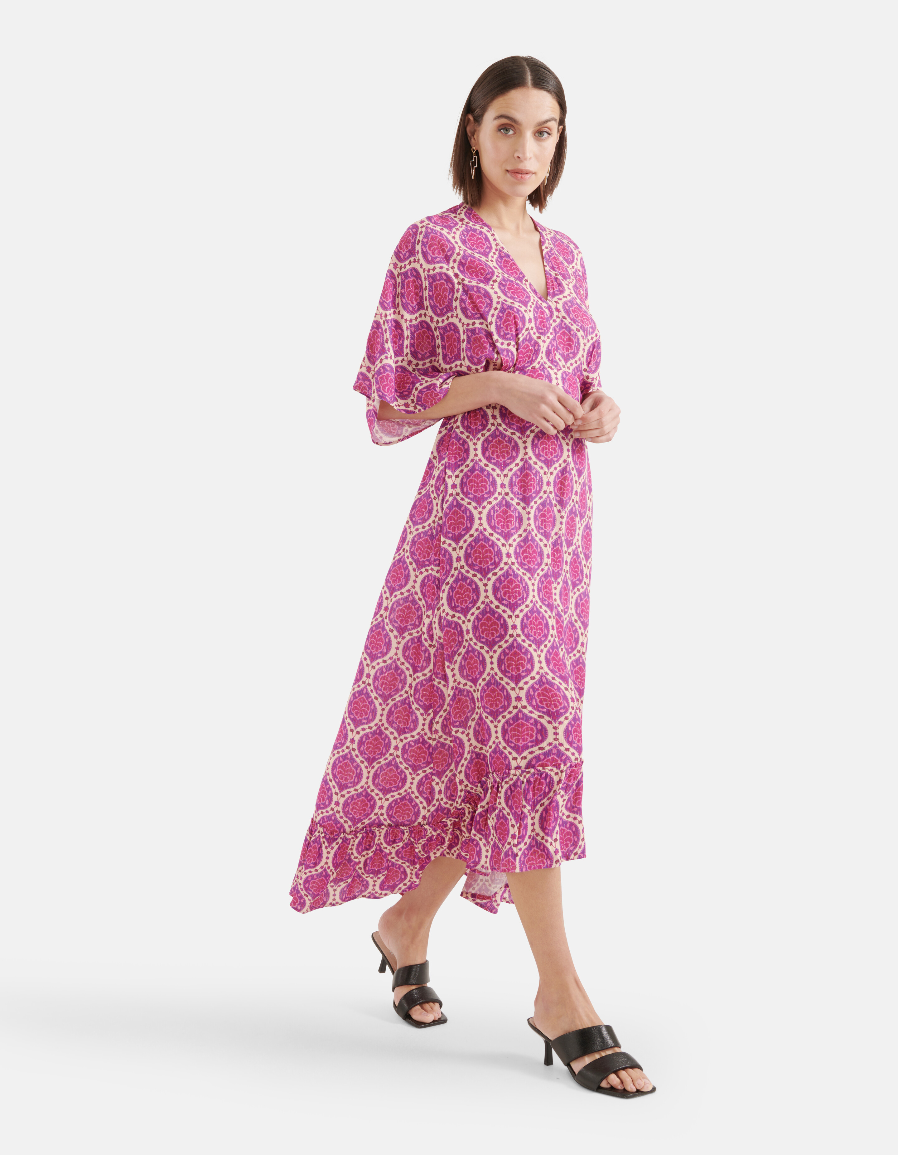 Grafische Lurex Maxi Jurk Paars SHOEBY WOMEN
