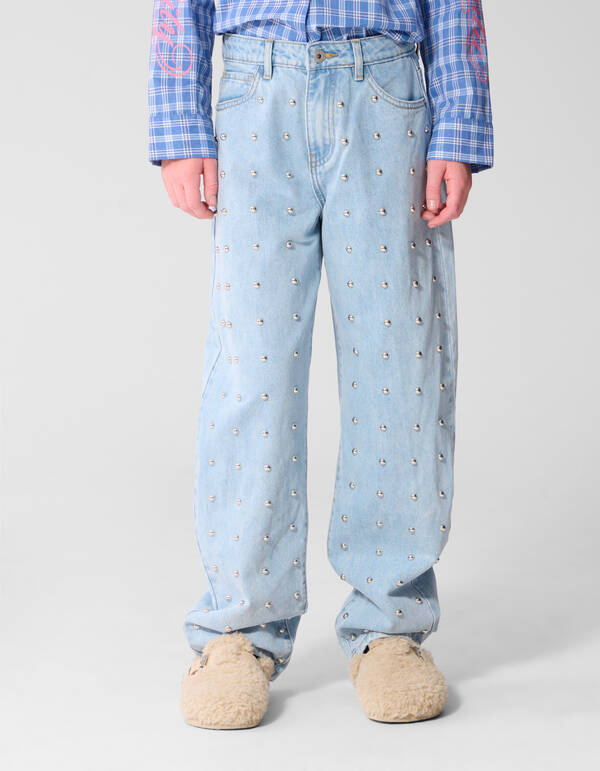 Studded Barrel Fit Jeans Lichtblauw SHOEBY GIRLS