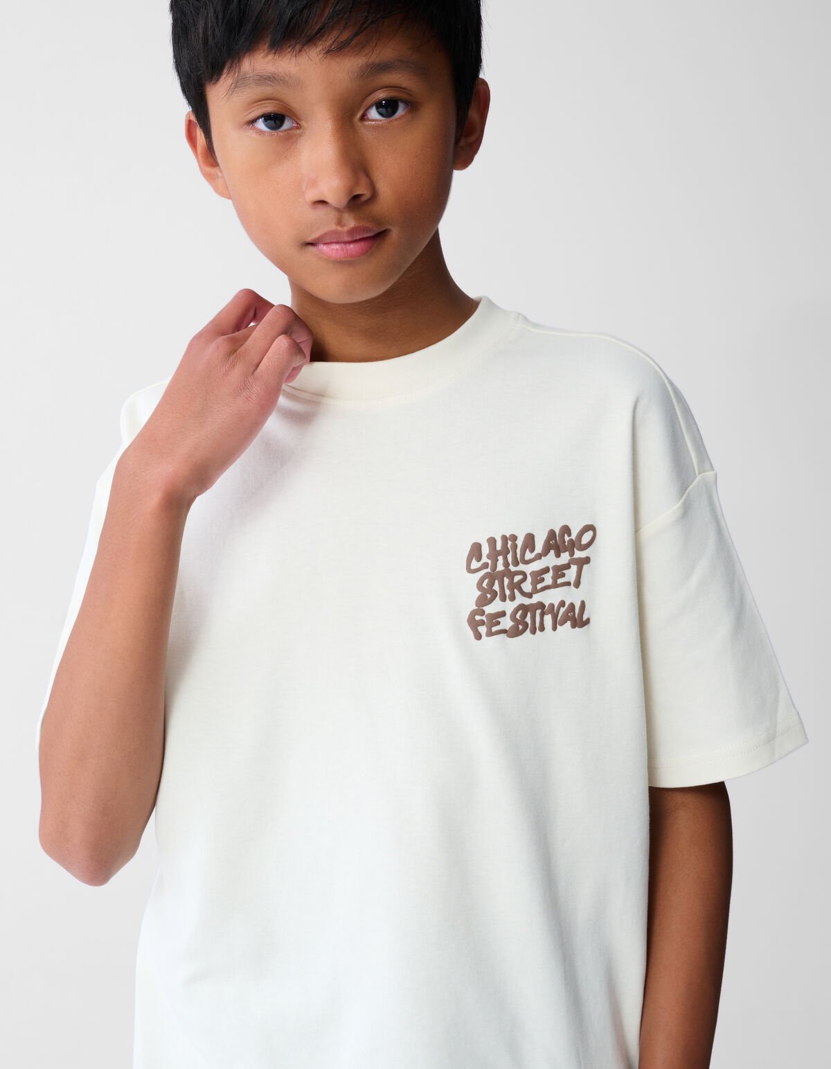 Festival Artwork T-shirt Gebroken Wit SHOEBY BOYS
