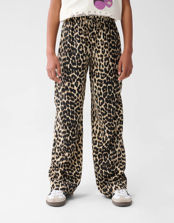 Twist Leopard Wide Leg Broek Bruin SHOEBY GIRLS