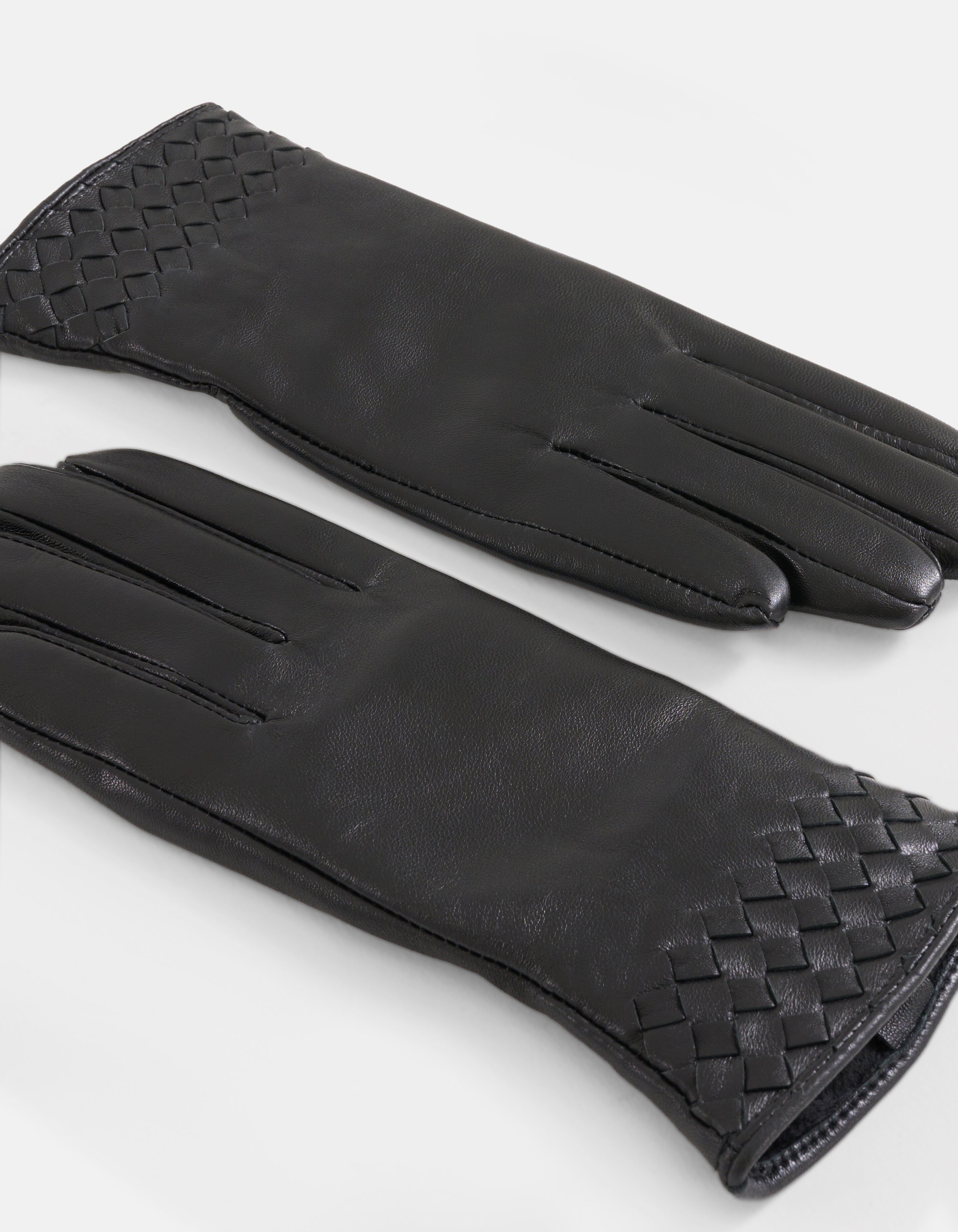 Leren Gevlochten Handschoenen Zwart SHOEBY ACCESSOIRES