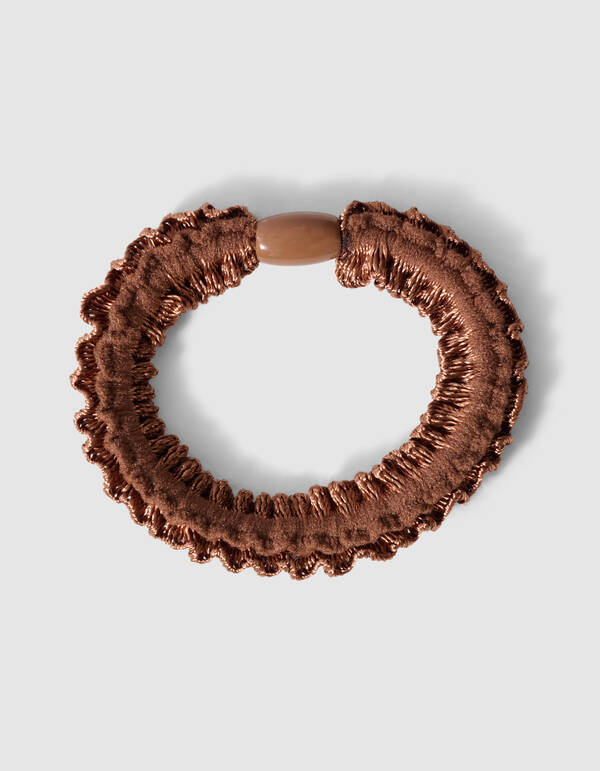 Small Ruffle Haarelastiek Bruin SHOEBY ACCESSOIRES