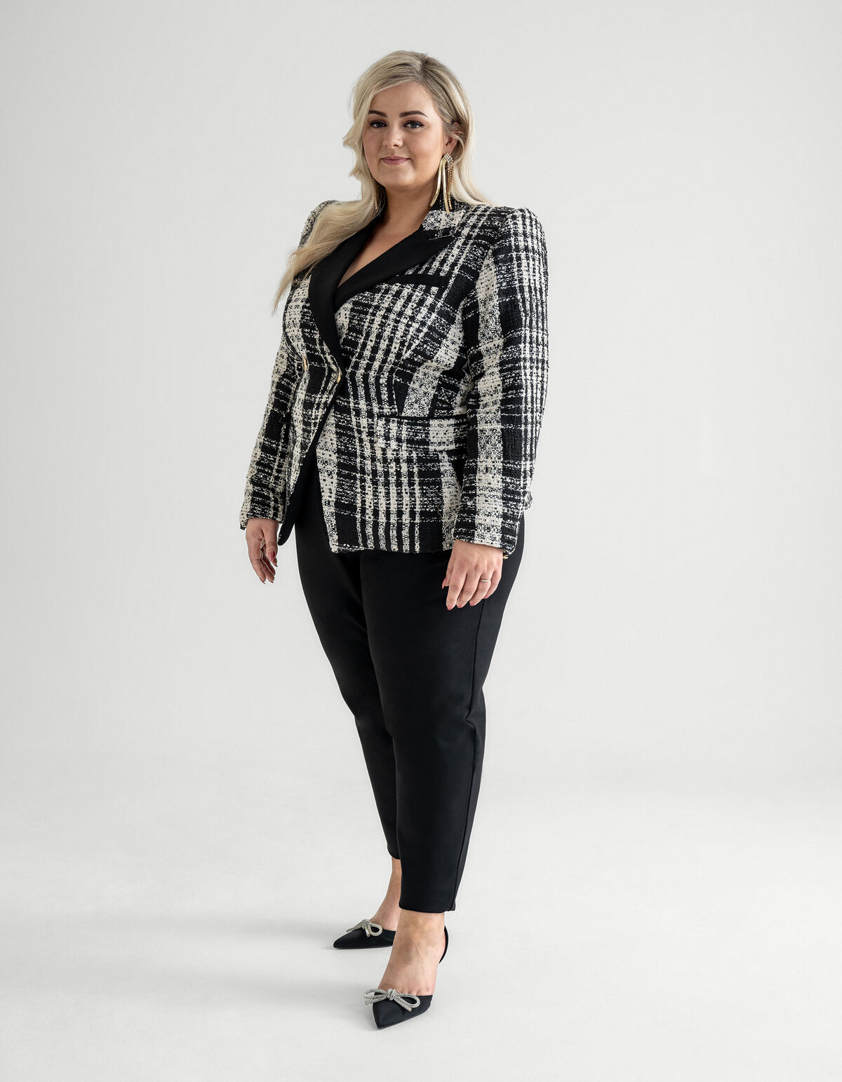 Geruiten Tweed Power Blazer By Fred SHOEBY WOMEN