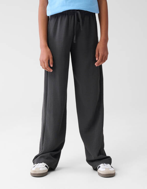 Twist Wide Leg Broek Donkergrijs SHOEBY GIRLS