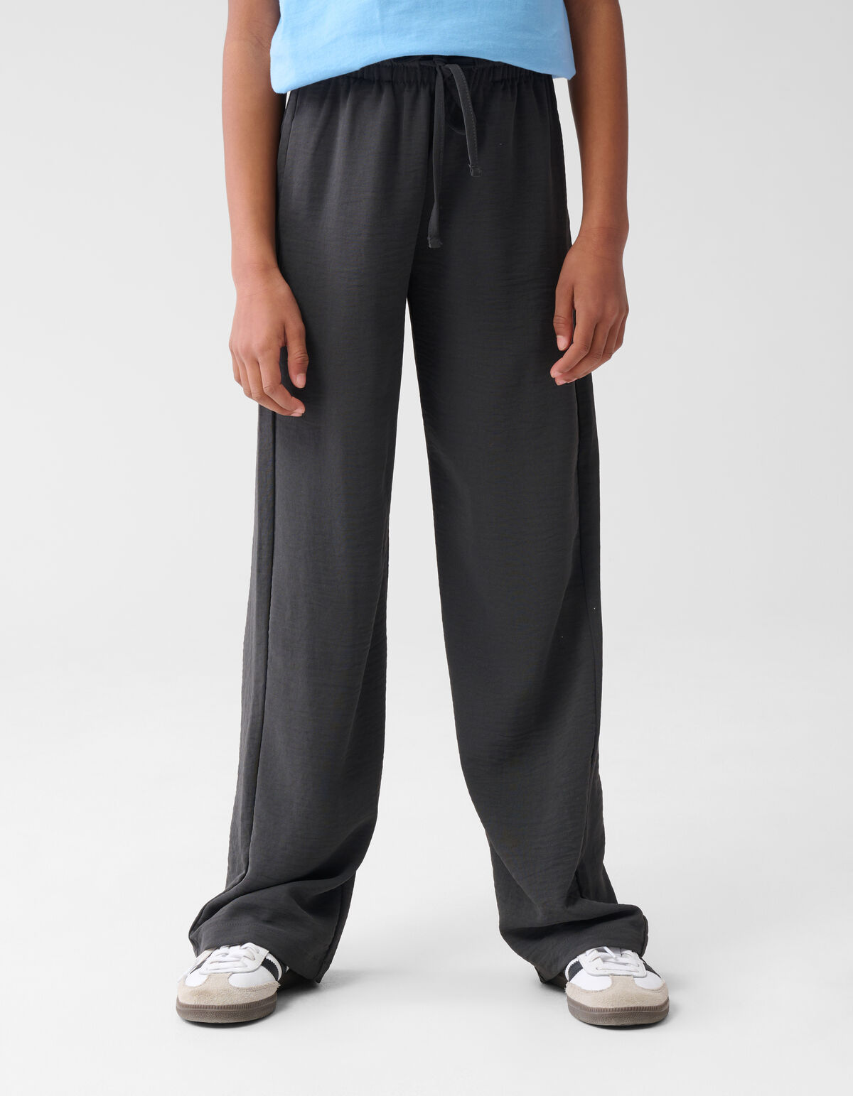 Twist Wide Leg Broek Donkergrijs SHOEBY GIRLS