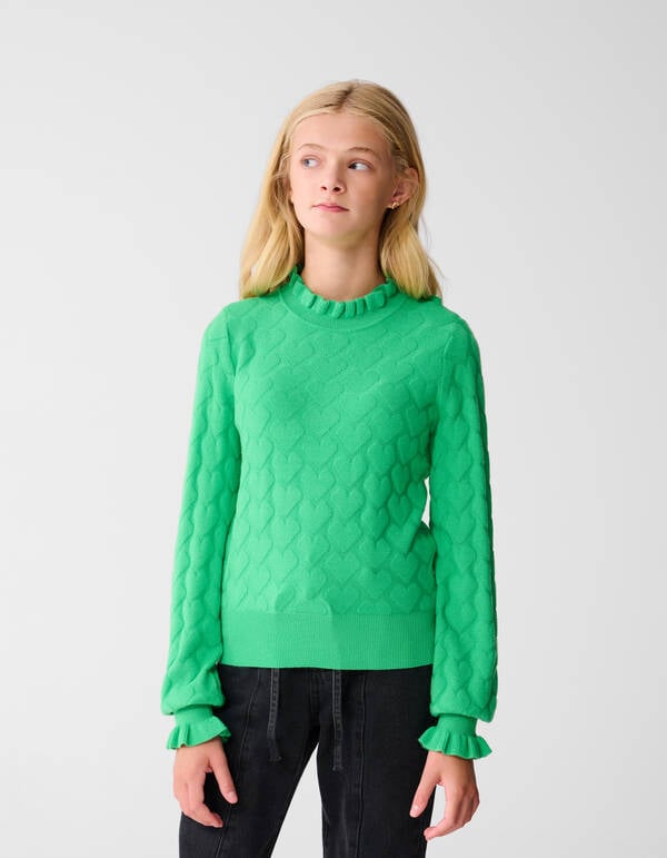 Heart Knit Top Groen SHOEBY GIRLS
