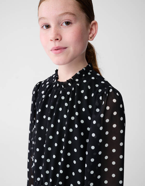 Polkadot Mini Jurk Zwart/Wit SHOEBY GIRLS