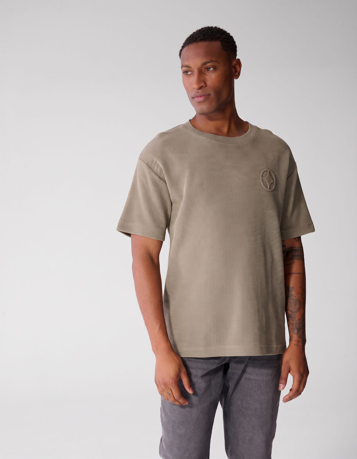 Waffle T-shirt Groen SHOEBY MEN