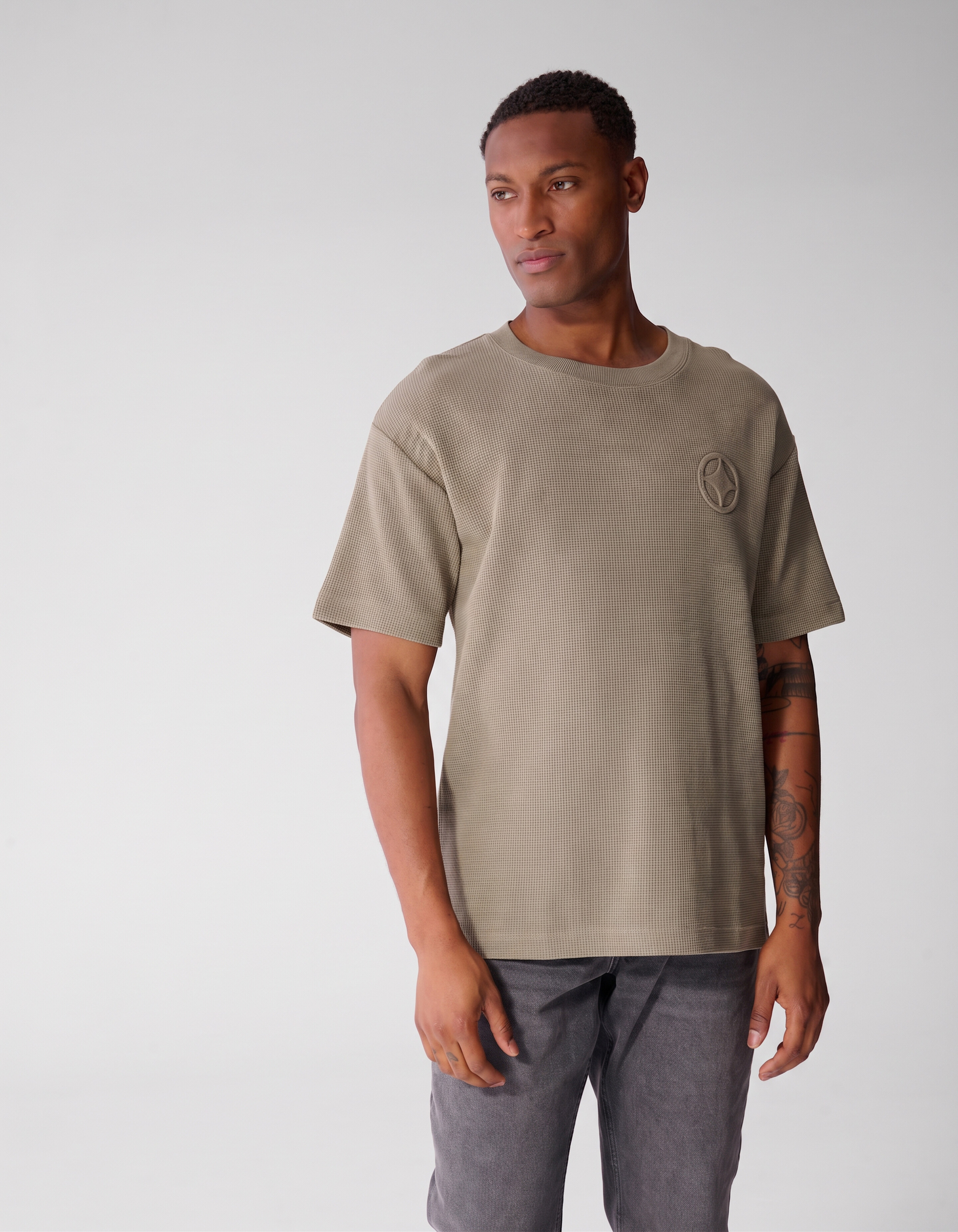 Waffle T-shirt Groen SHOEBY MEN