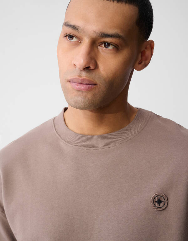 Structuur Badge T-shirt Lichtbruin SHOEBY MEN