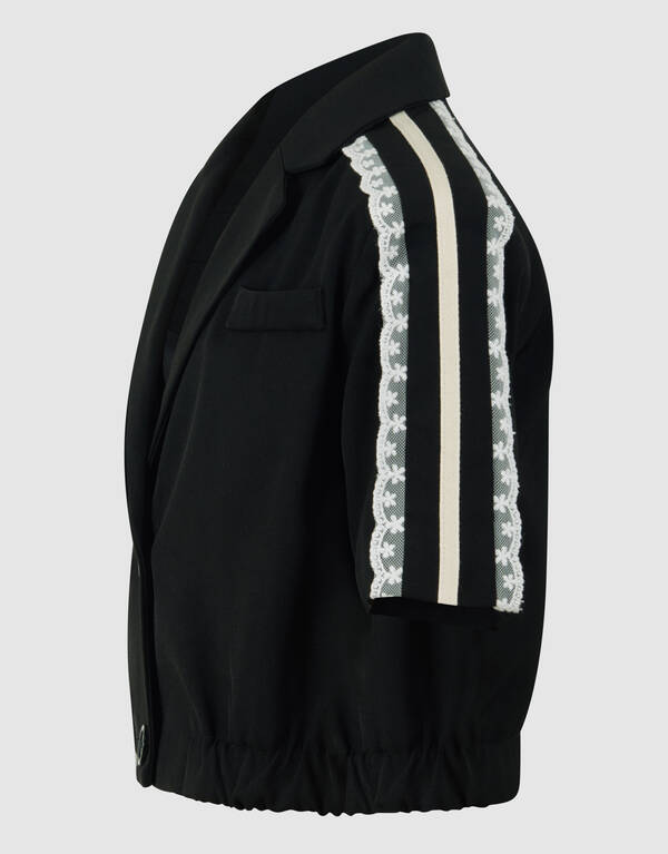 Cropped Kanten Blazer Zwart SHOEBY GIRLS