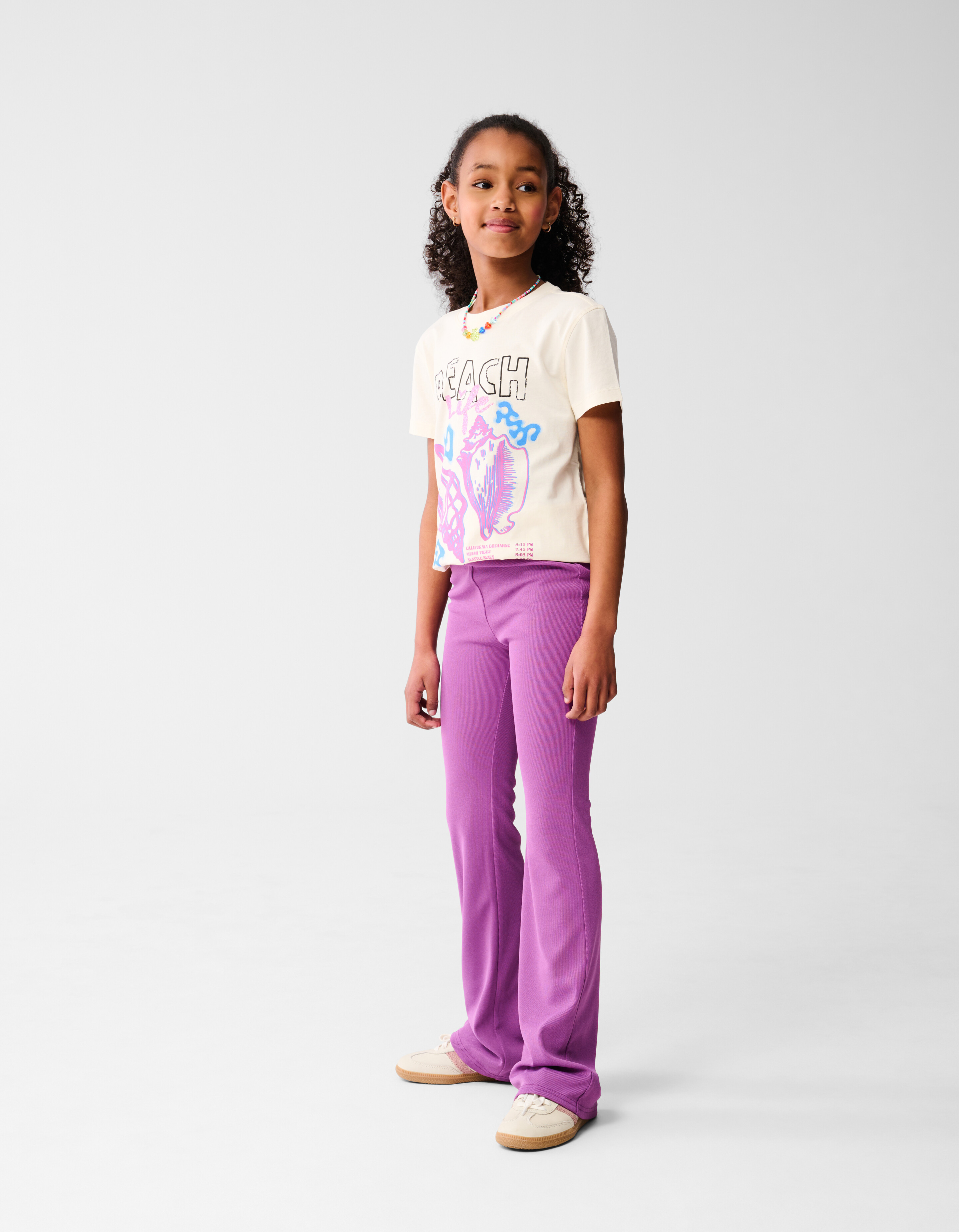Beach Artwork T-shirt Gebroken Wit SHOEBY GIRLS