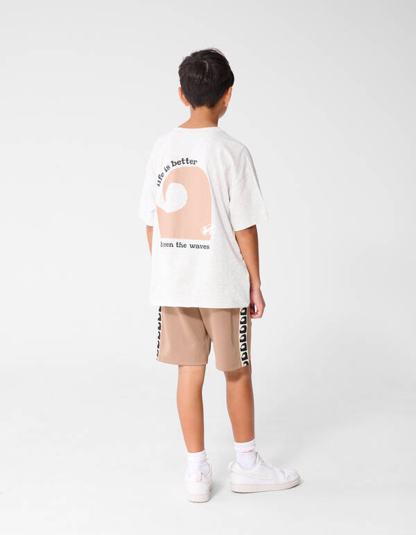 Oversized Waves Artwork T-shirt Lichtgrijs SHOEBY BOYS