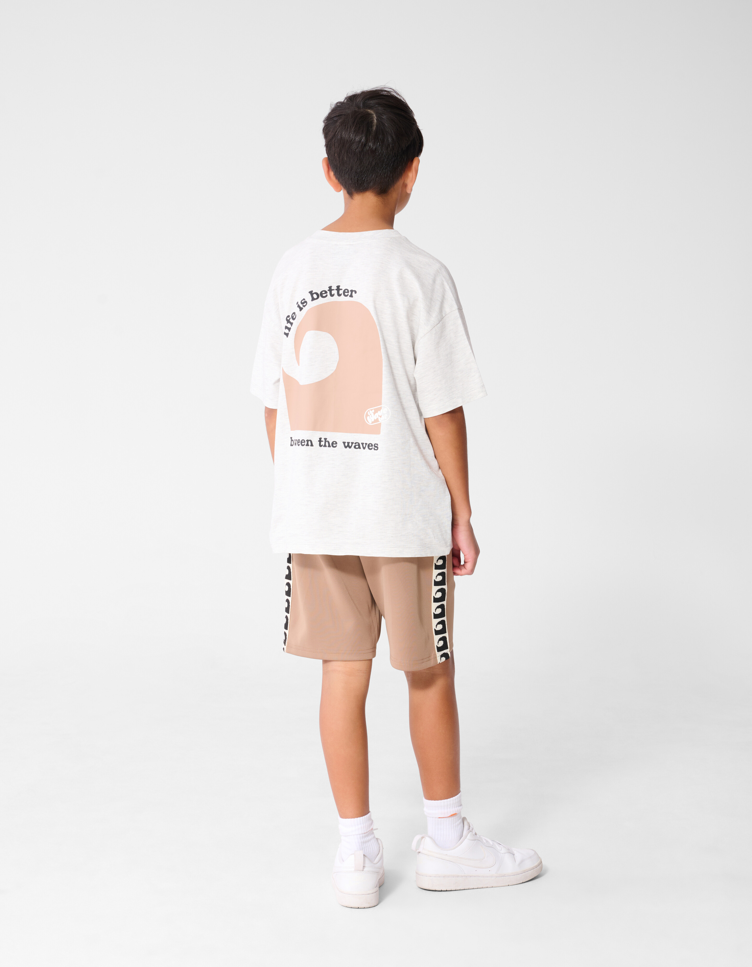 Oversized Waves Artwork T-shirt Lichtgrijs SHOEBY BOYS