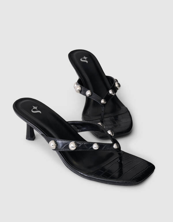 Studs Slipper Hakken Zwart SHOEBY SHOES