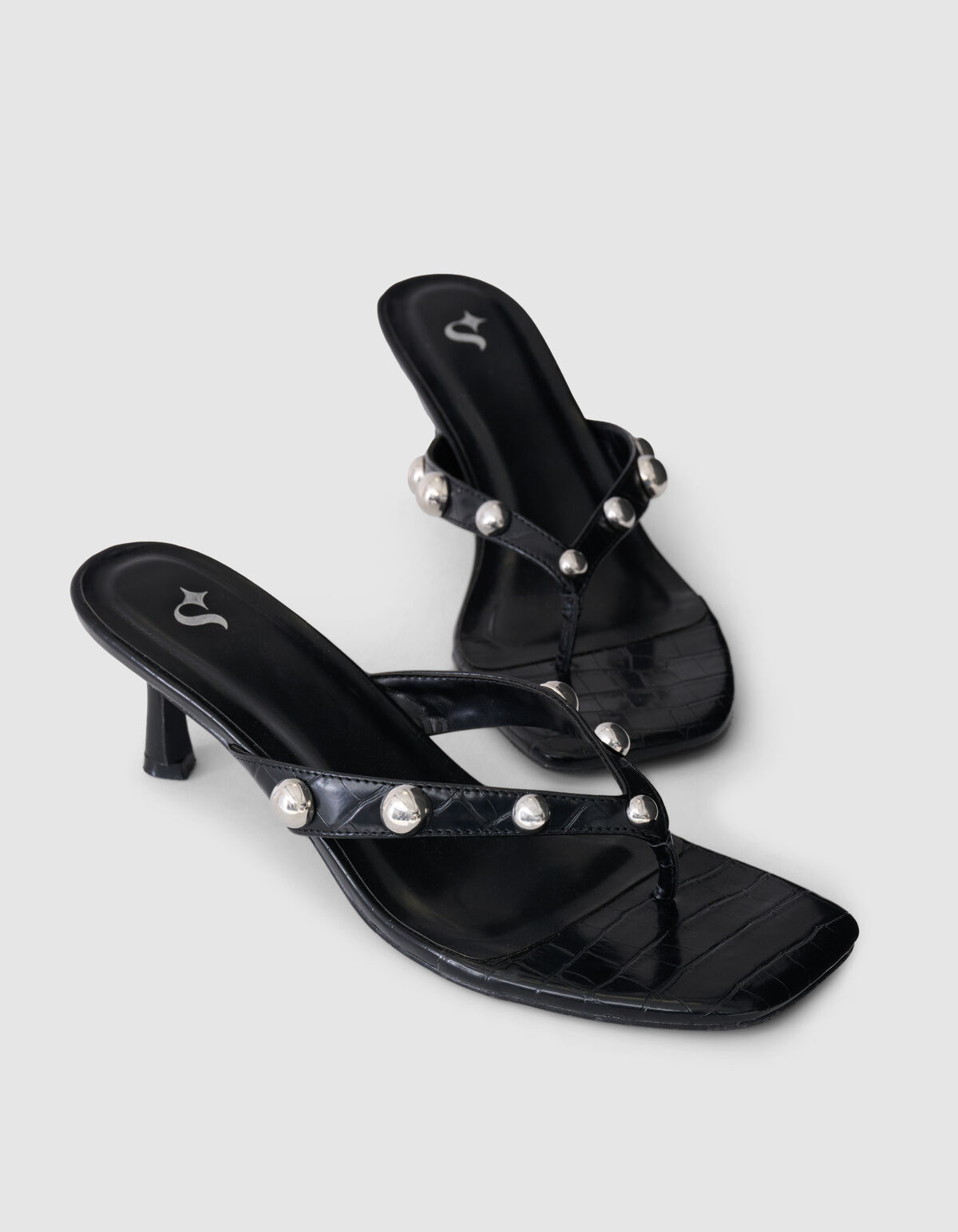 Studs Slipper Hakken Zwart SHOEBY SHOES