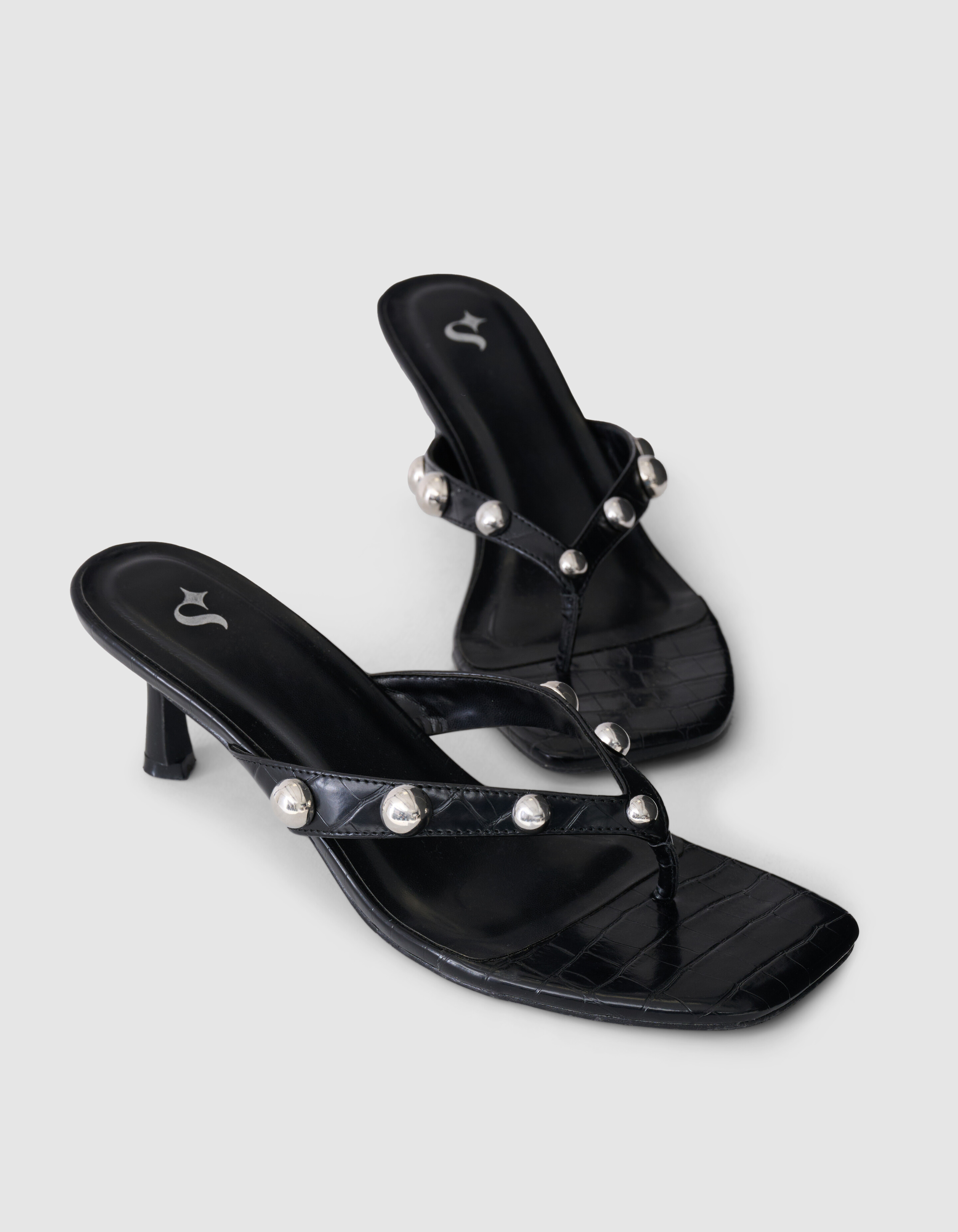 Studs Slipper Hakken Zwart SHOEBY SHOES