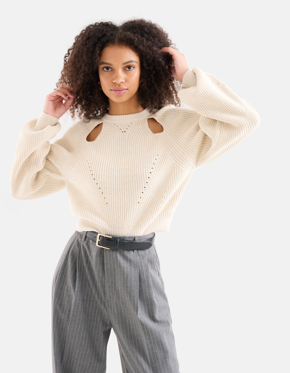 Cut Out Trui Gebroken Wit SHOEBY WOMEN