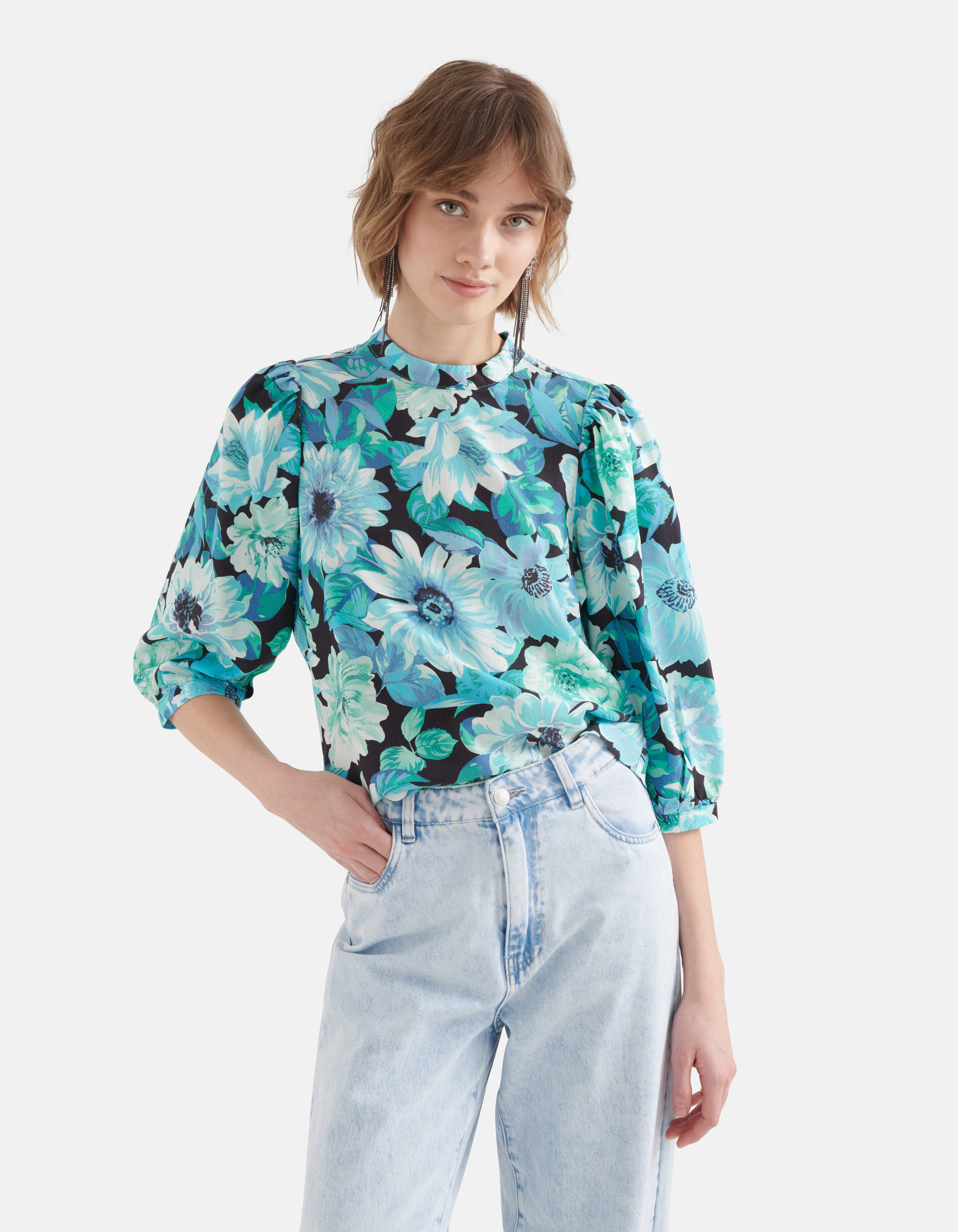 Bloemenprint Top Blauw SHOEBY WOMEN