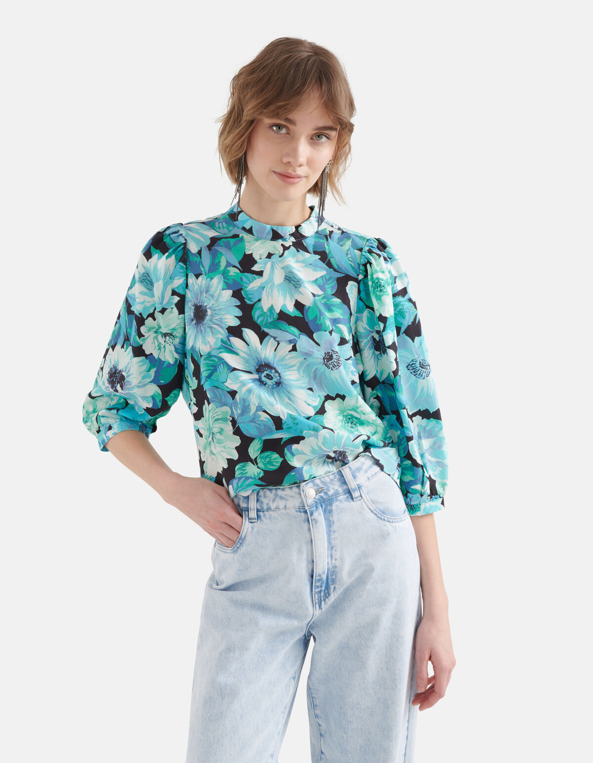 Bloemenprint Top Blauw SHOEBY WOMEN