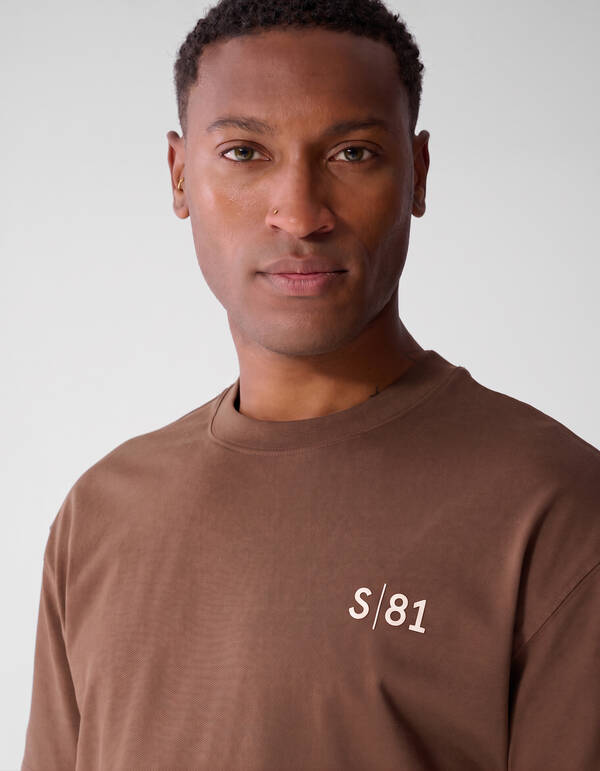Tekst Print T-shirt Donkerbruin SHOEBY MEN