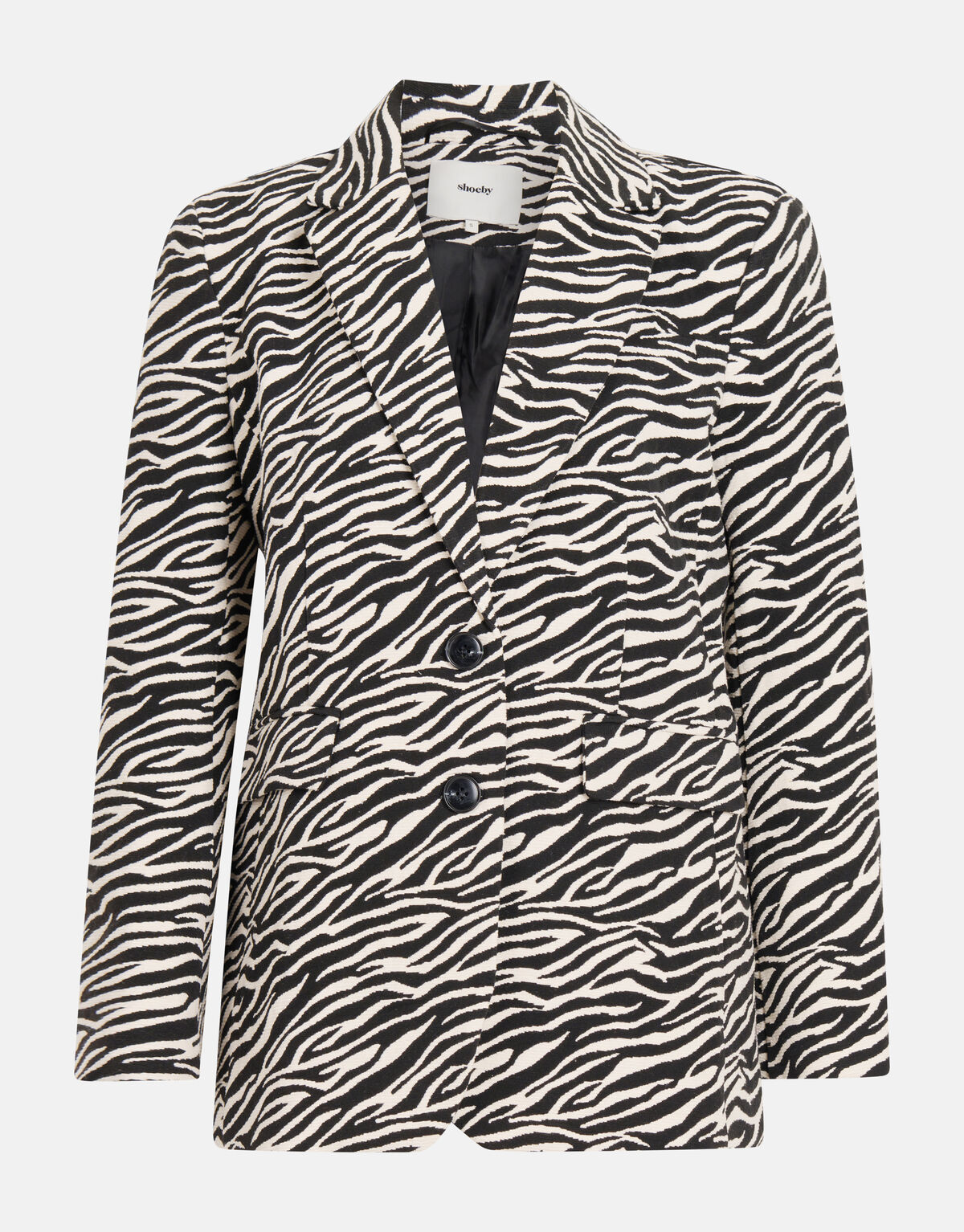 Jacquard Zebraprint Blazer Zwart/Wit SHOEBY WOMEN