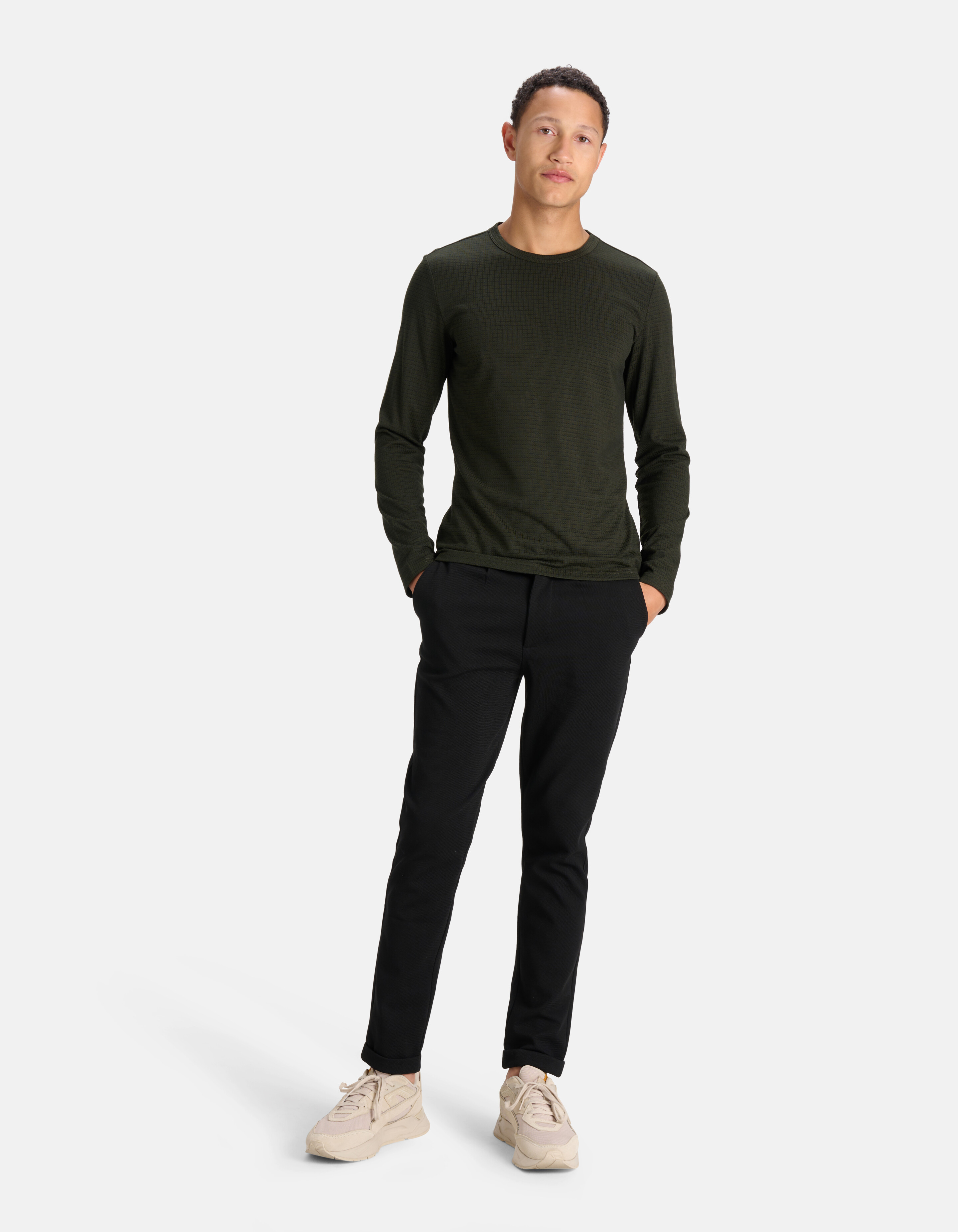 Contrast Lange Mouwen T-shirt Donkergroen SHOEBY MEN