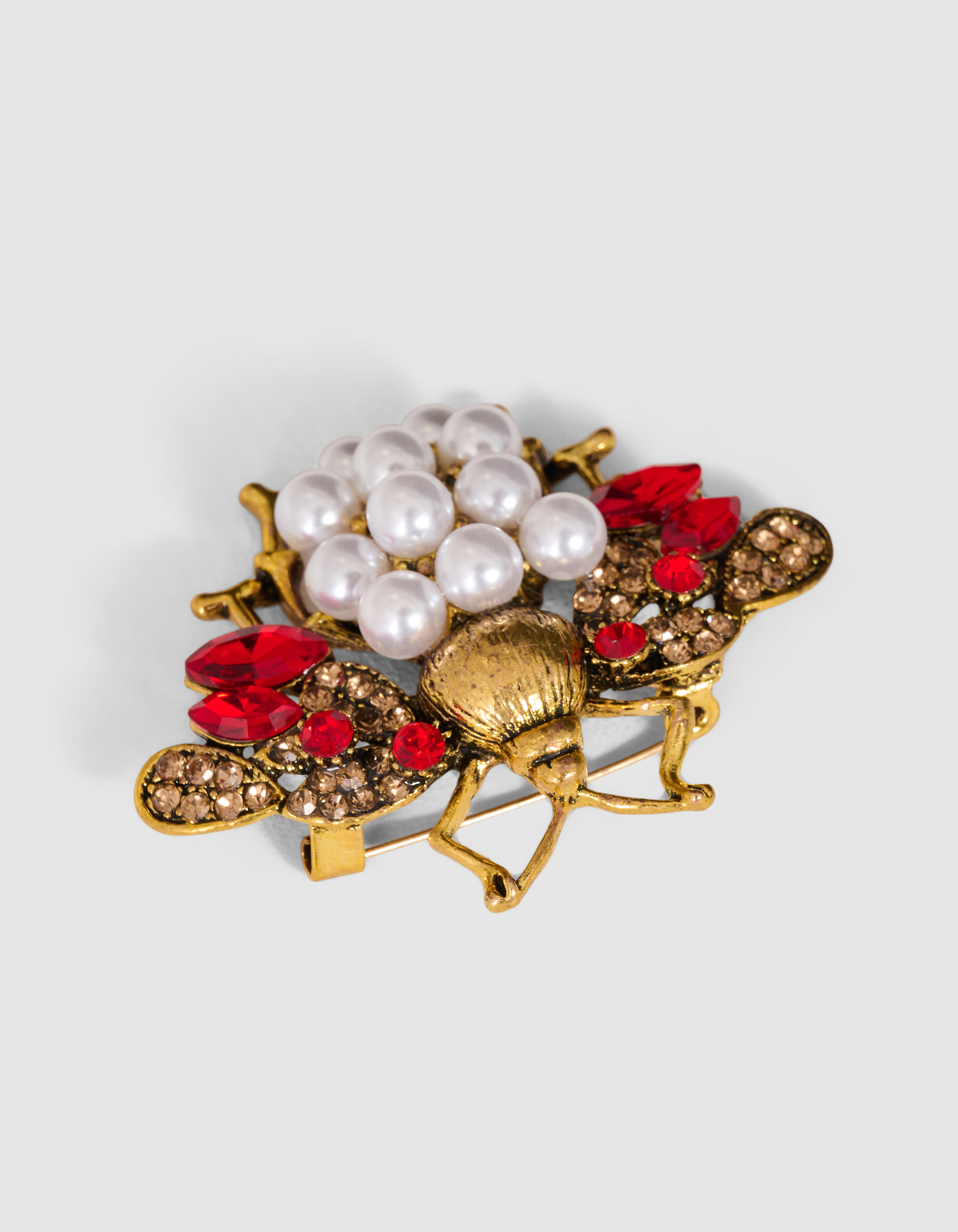 Parel Fly Broche Rood/Goud SHOEBY ACCESSOIRES