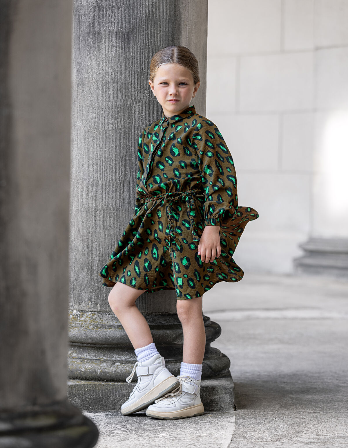 Leopard Jurk Donkergroen SHOEBY GIRLS