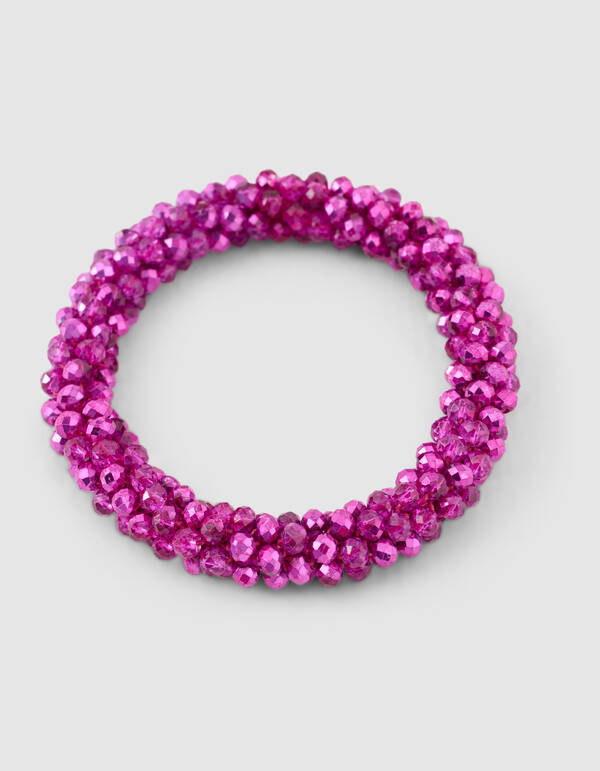 Beaded Haarelastiek Donkerroze SHOEBY ACCESSOIRES