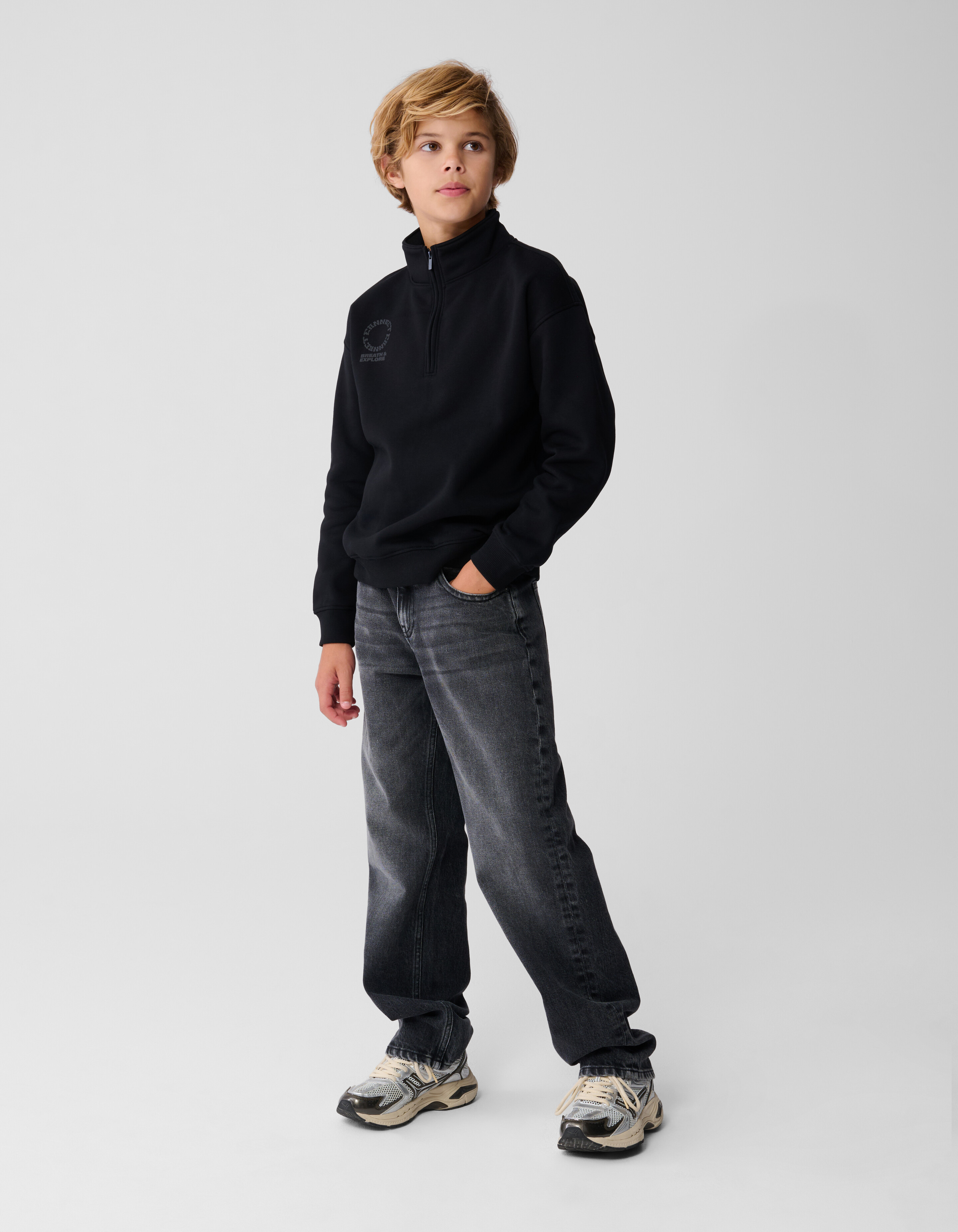 Half Zip Sweater Zwart SHOEBY BOYS