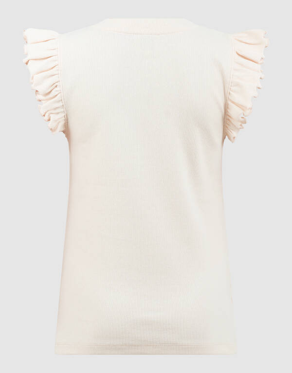 Brooklyn Ruffle Rib Top Gebroken Wit SHOEBY GIRLS