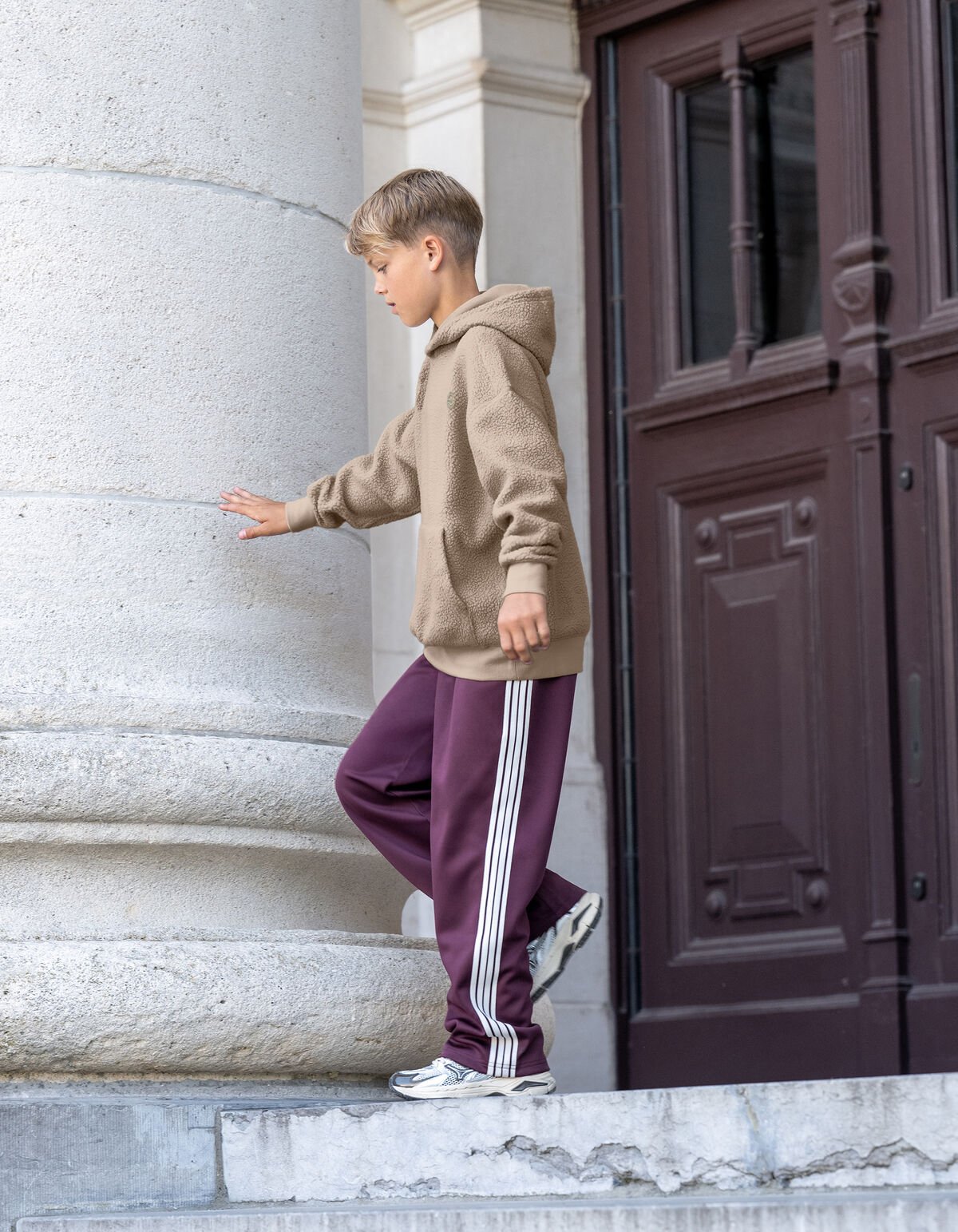 Sporty Wide Leg Broek Donkerrood SHOEBY BOYS
