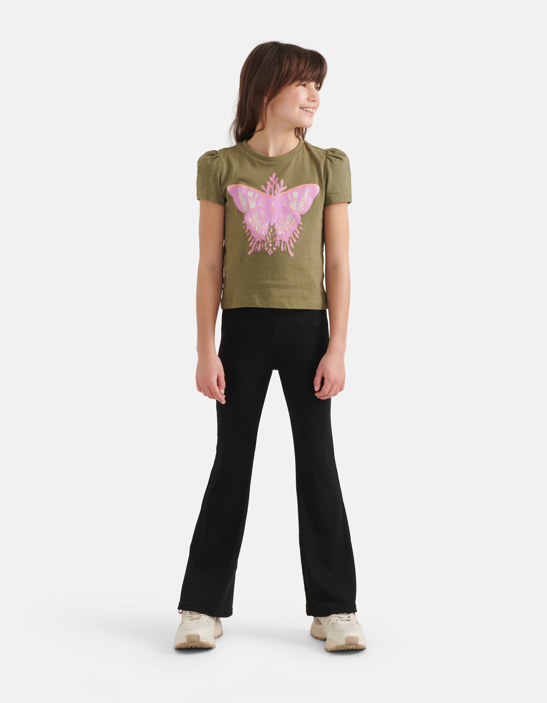 Vlinder T-shirt Donkergroen SHOEBY GIRLS