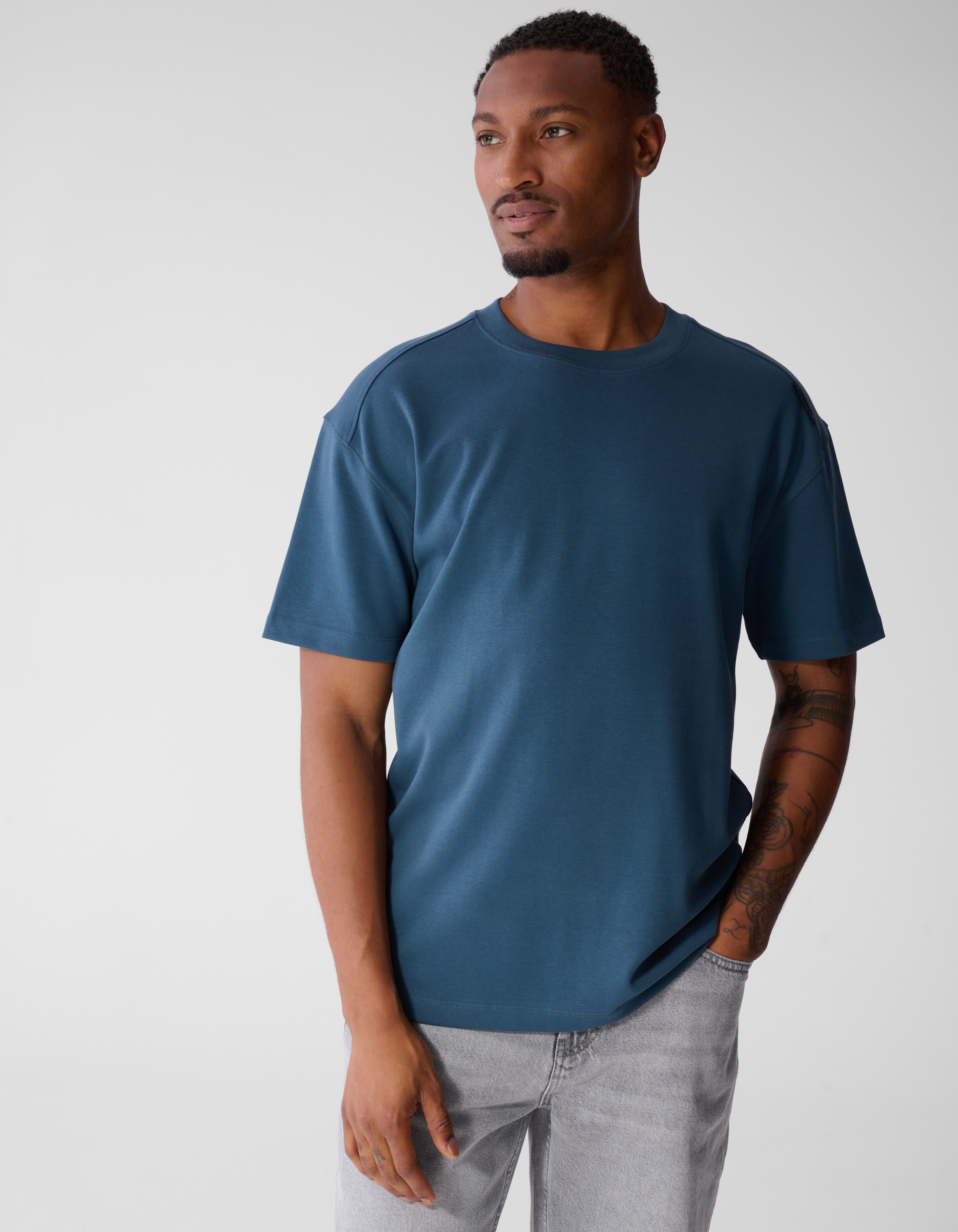 Basis Label T-shirt Blauw SHOEBY MEN