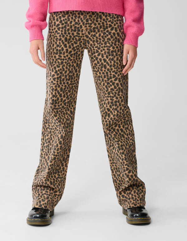 Leopard Straight Fit Broek Bruin SHOEBY GIRLS