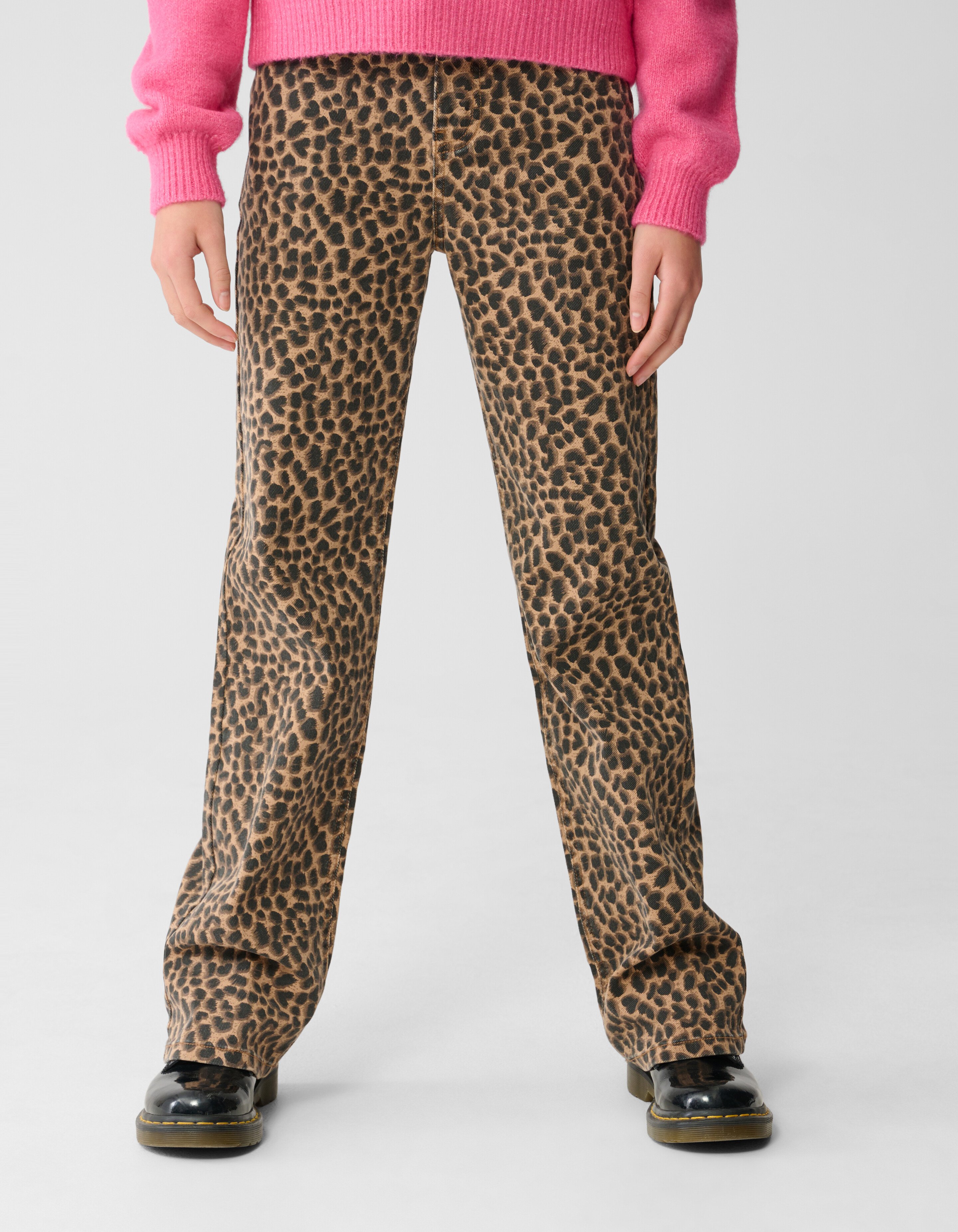 Leopard Straight Fit Broek Bruin SHOEBY GIRLS